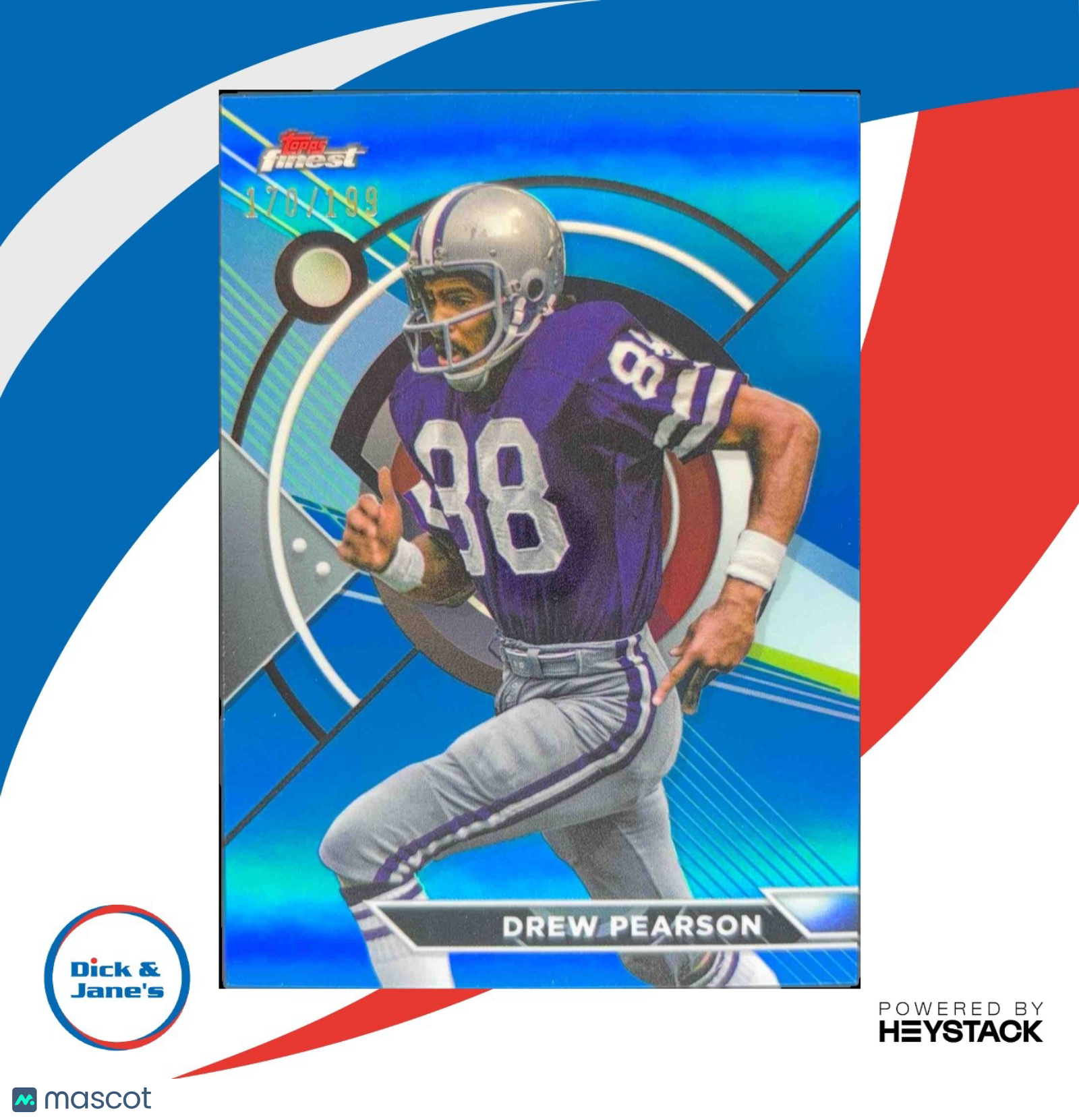 2023 Topps Composite Drew Pearson Finest Blue Refractor 170/199 Dallas Cowboys