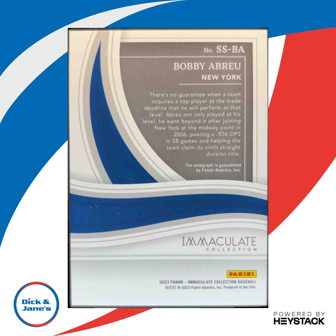 2022 Panini Immaculate Bobby Abreu Shadowbox Signatures /99 Auto Phillies