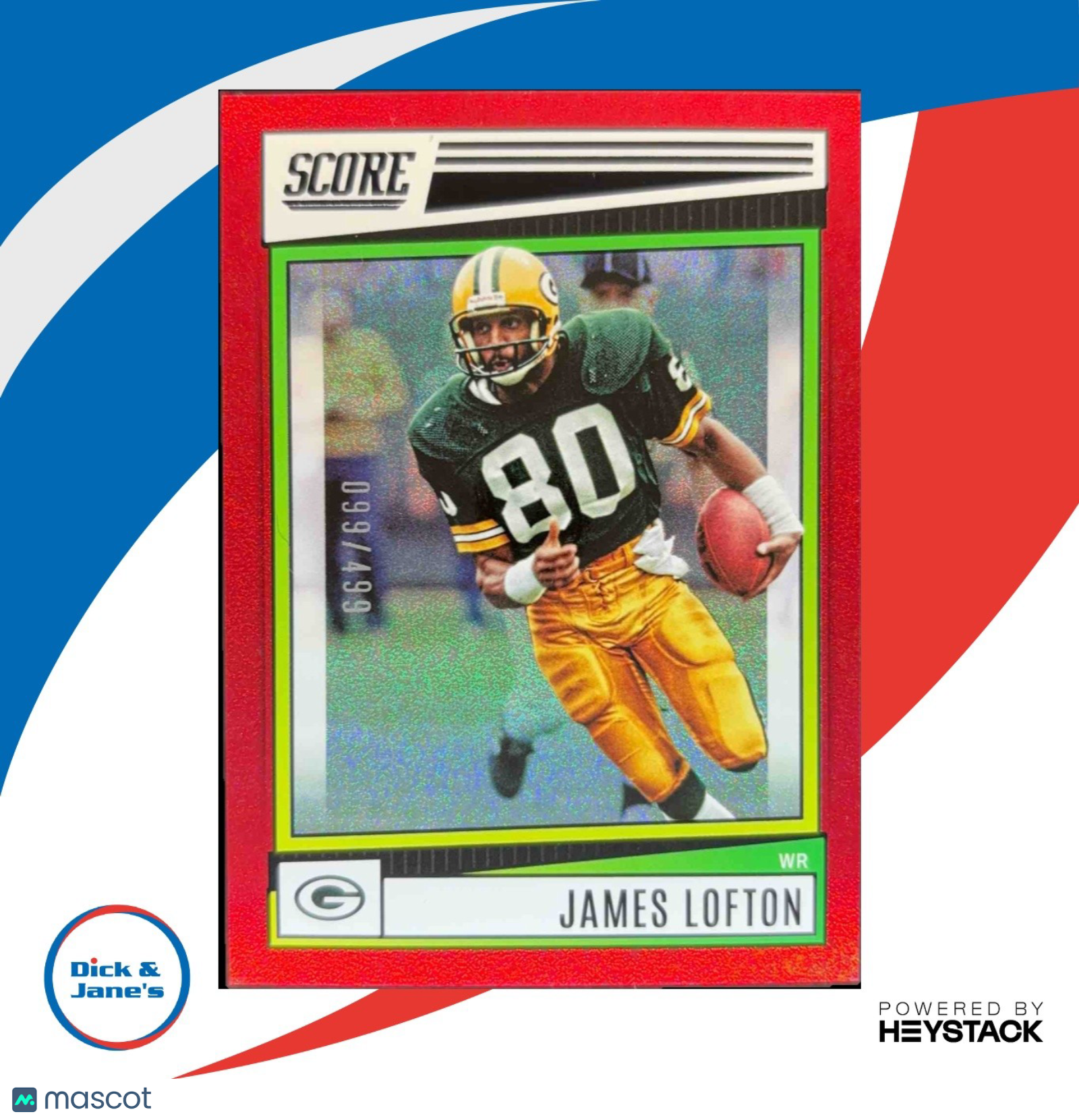 2022 Panini Score James Lofton Dots Red 99/499 #102 Green Bay Packers