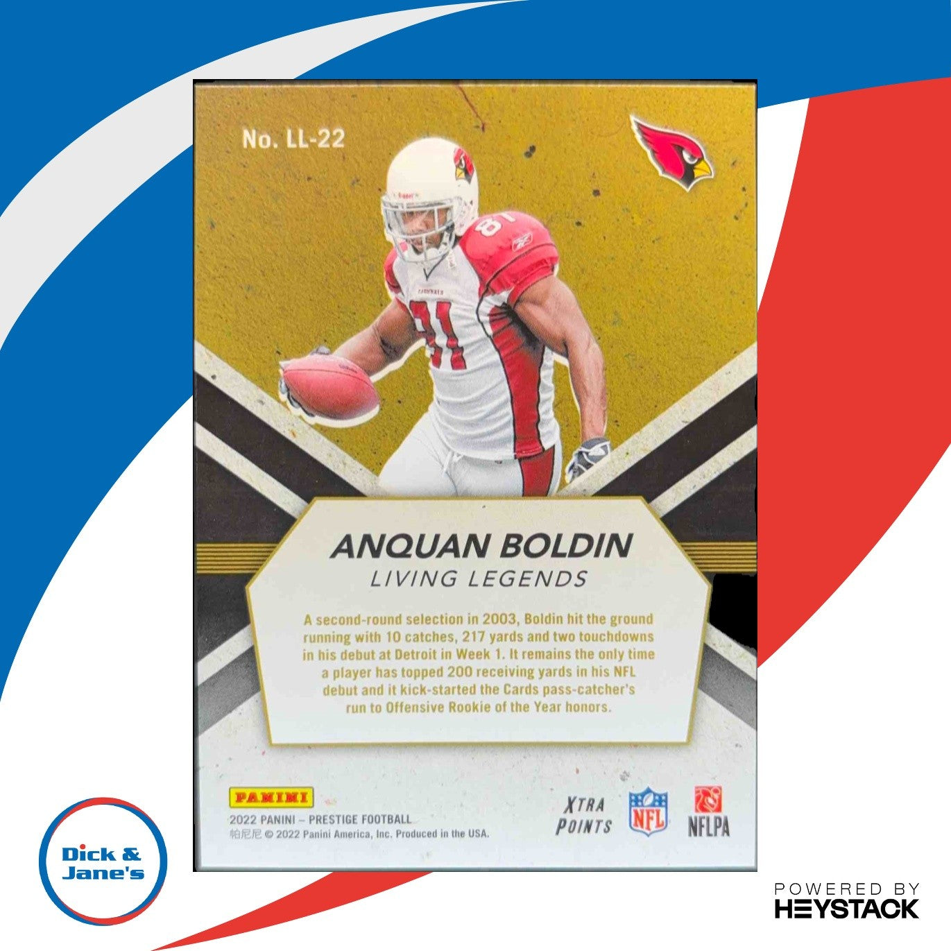 2022 Prestige Anquan Boldin Living Legends Xtra Points Orange 56/75 Cardinals
