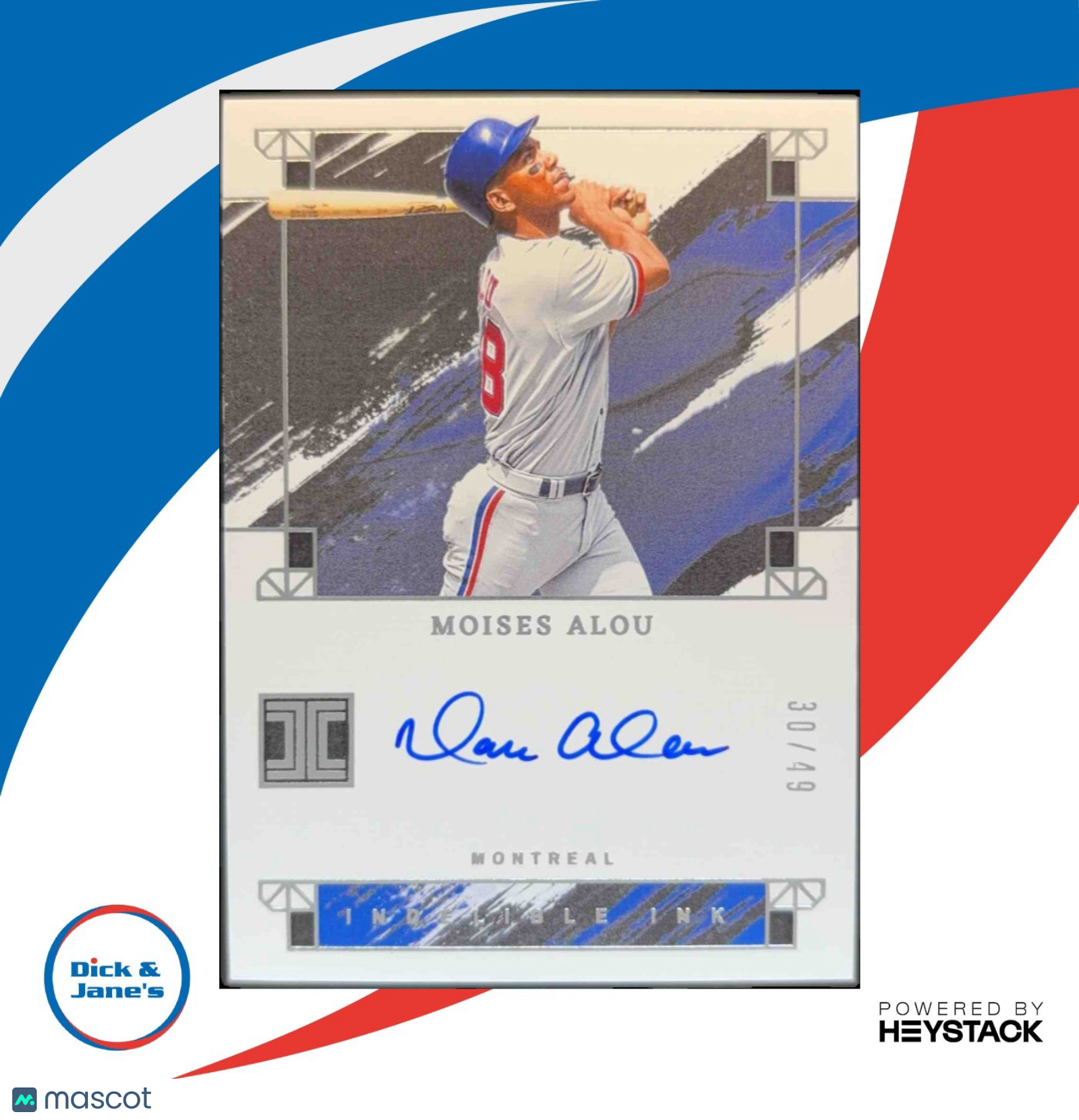 2024 Panini Impeccable Moises Alou Indelible Ink 30/49 #12 Auto