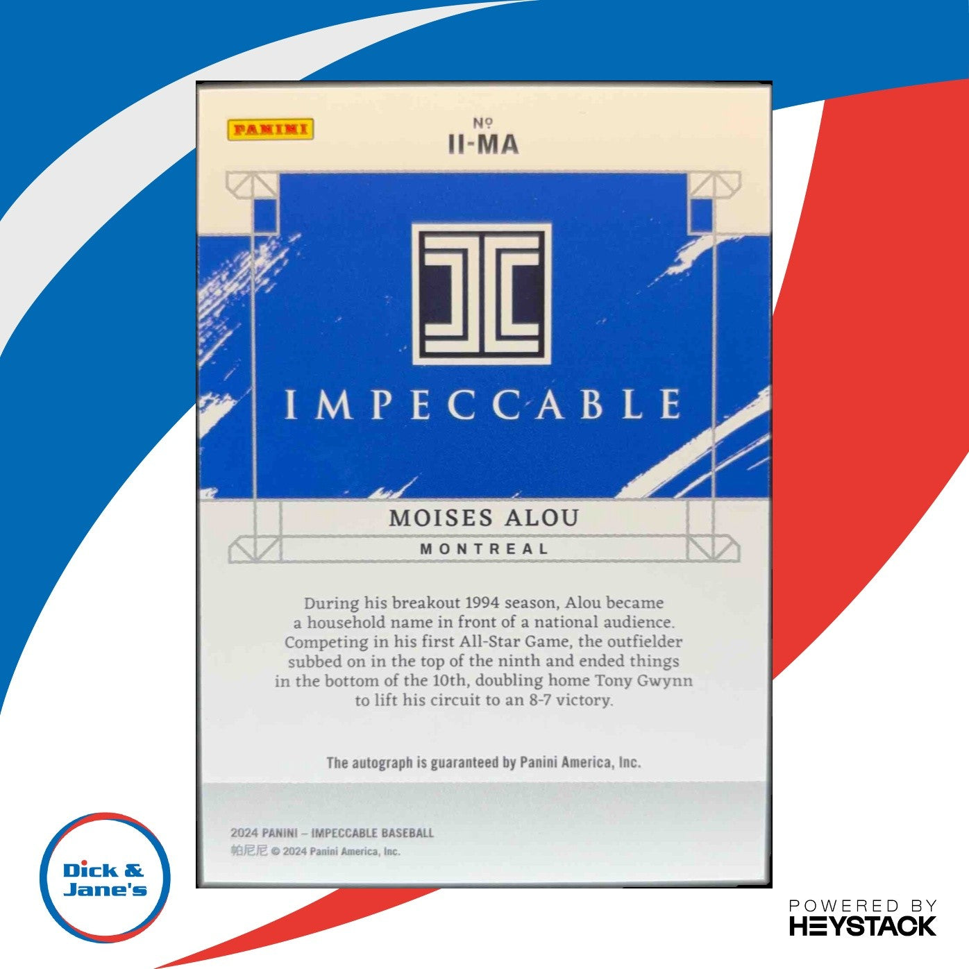 2024 Panini Impeccable Moises Alou Indelible Ink 30/49 #12 Auto