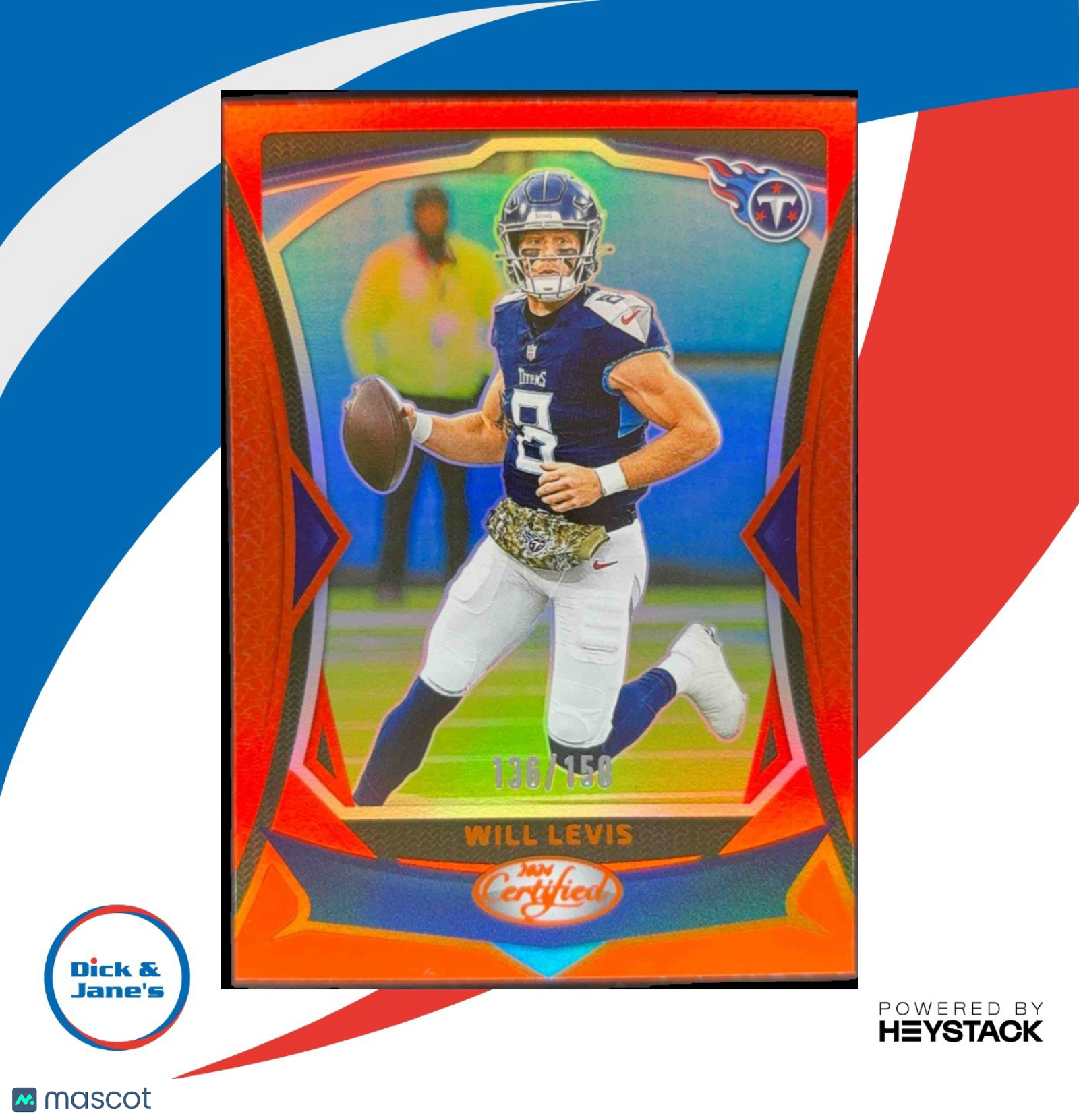 2024 Panini Certified Will Levis Orange Mirror 136/150 #98 Tennessee Titans