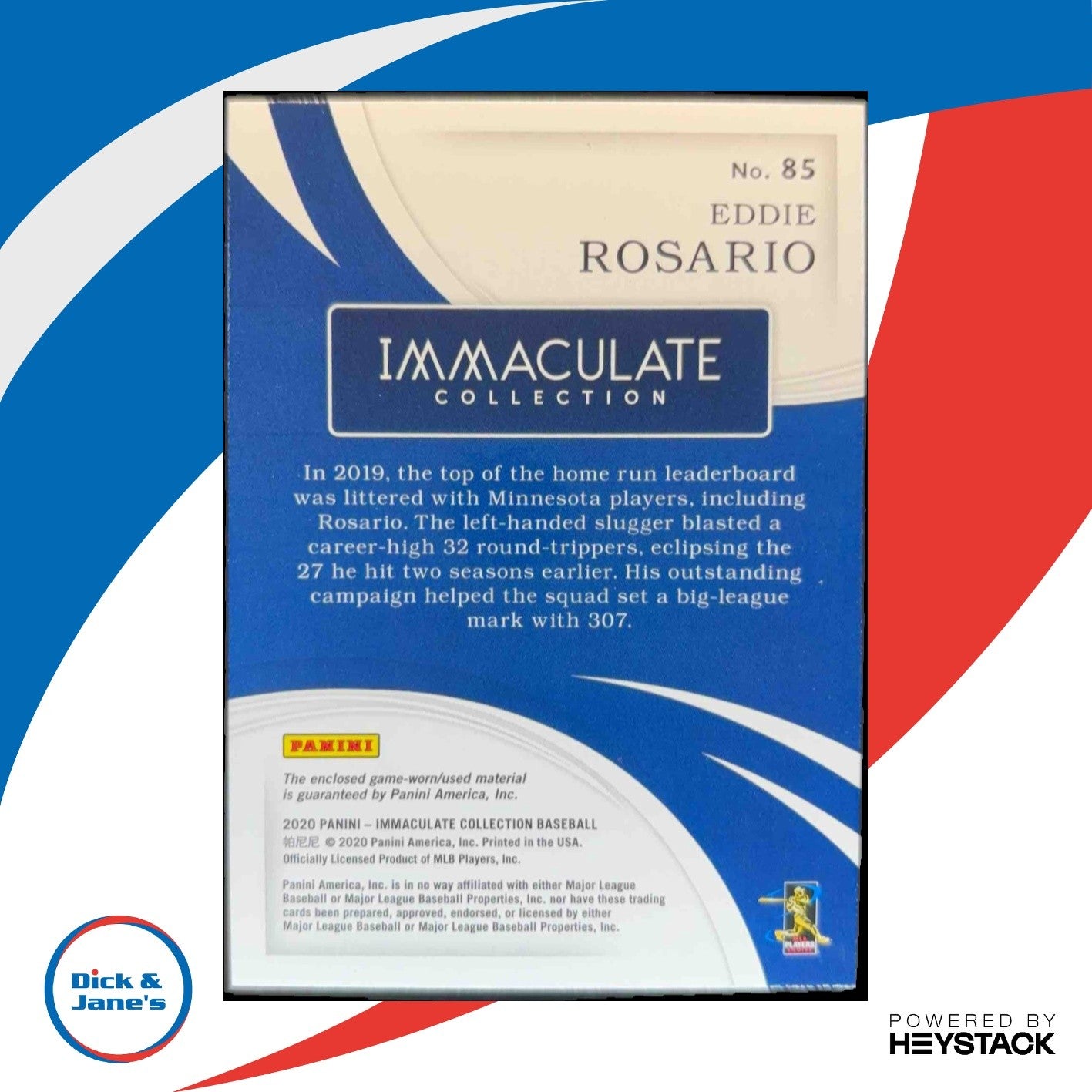 2020 Panini Immaculate Collection Eddie Rosario Red /49 #85 MEM Minnesota Twins