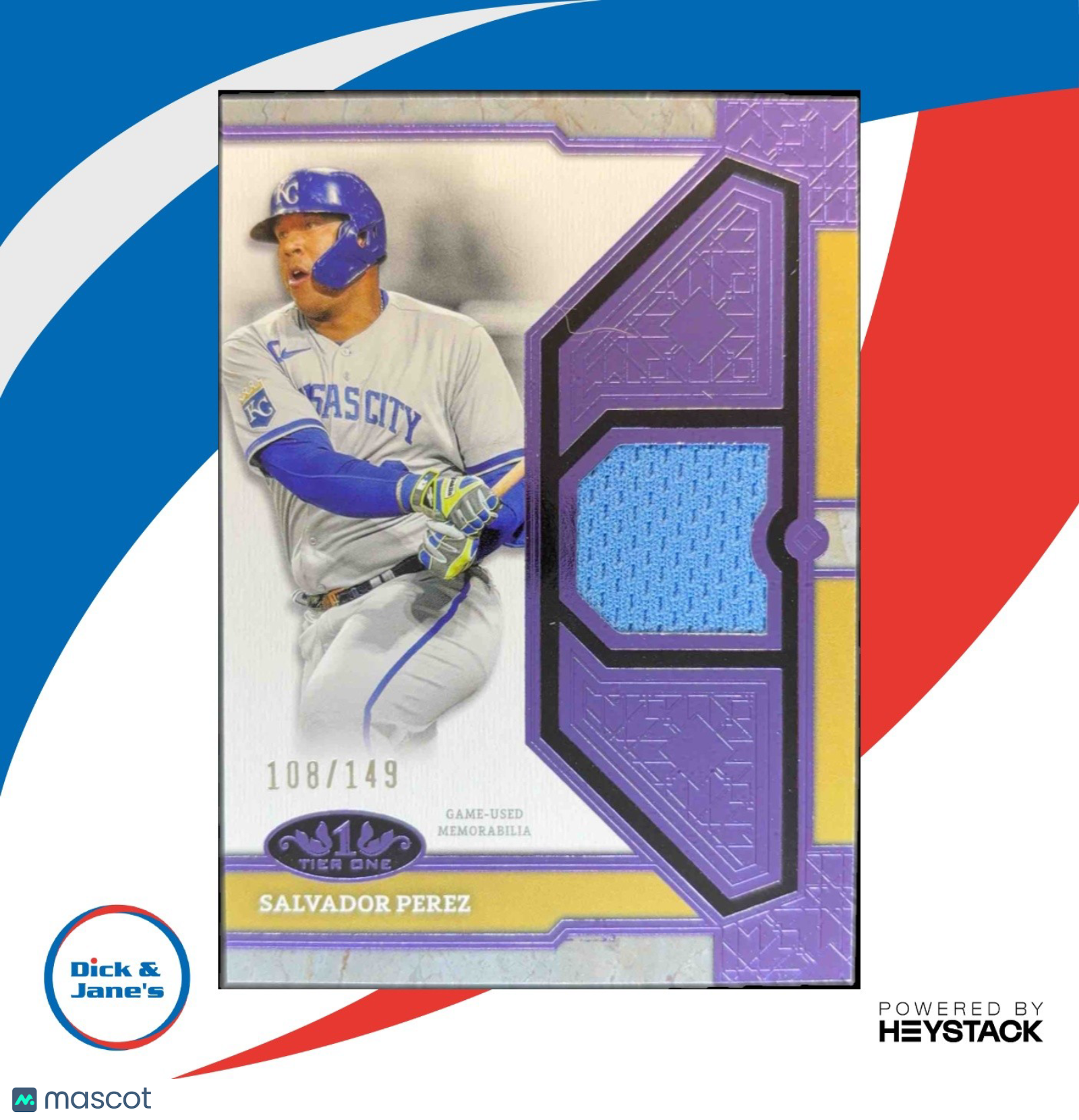 2024 Topps Tier One Salvador Perez Relics Purple Foil 108/149 MEM KC Royals