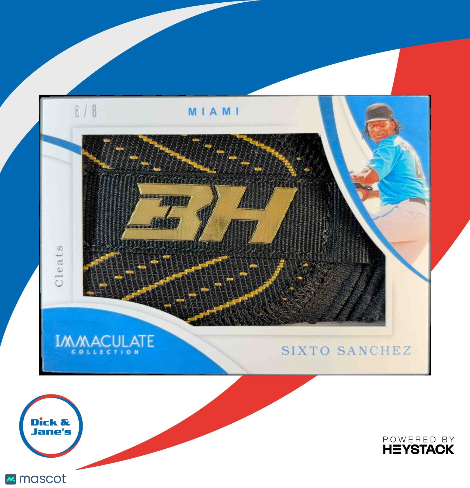 2020 Immaculate Collection Sixto Sanchez Jumbo Cleats /8 #J-SX MEM Miami Marlins