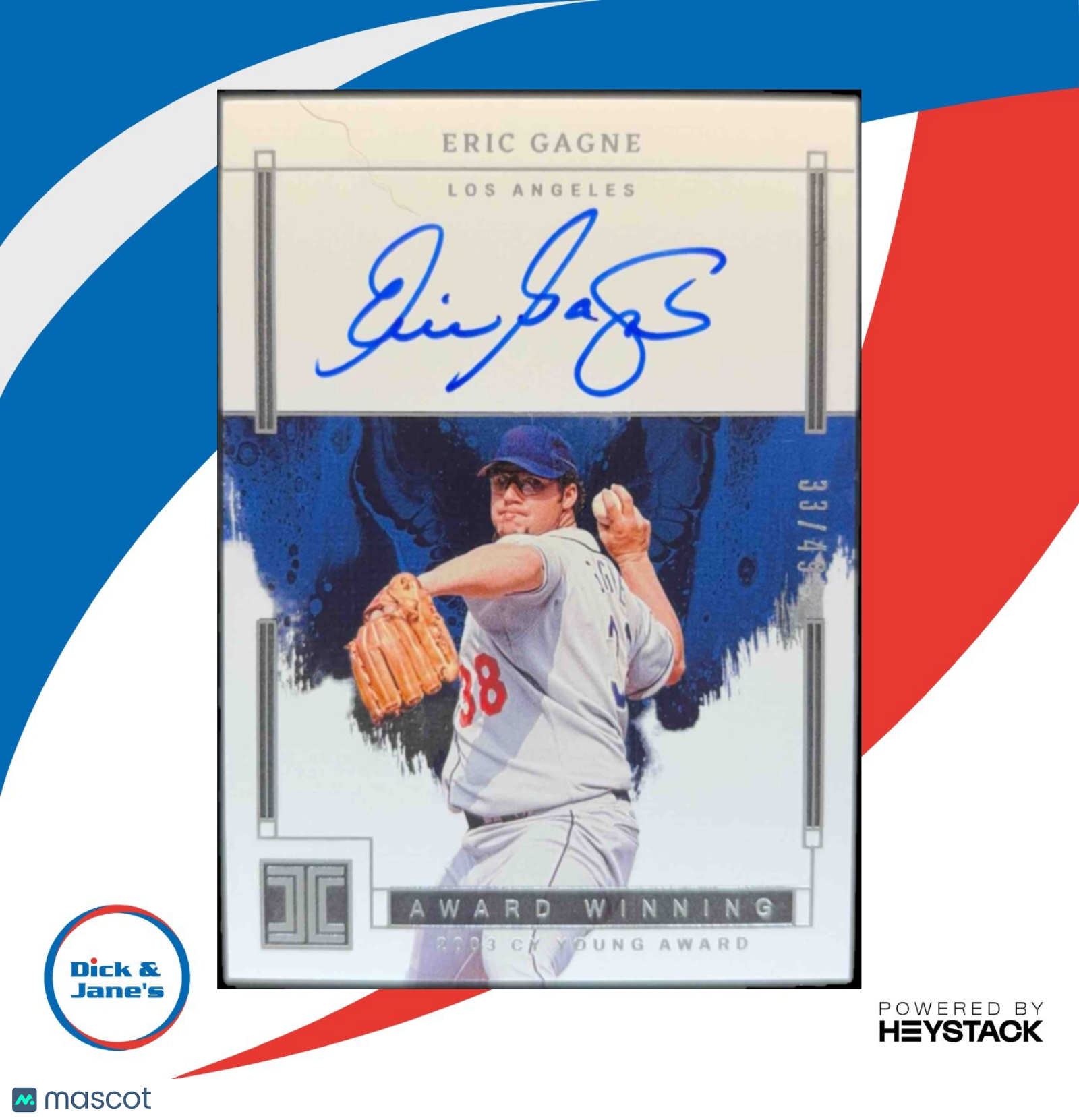 2024 Panini Impeccable Eric Gagne Award Winning Auto 33/49 Los Angeles Dodgers
