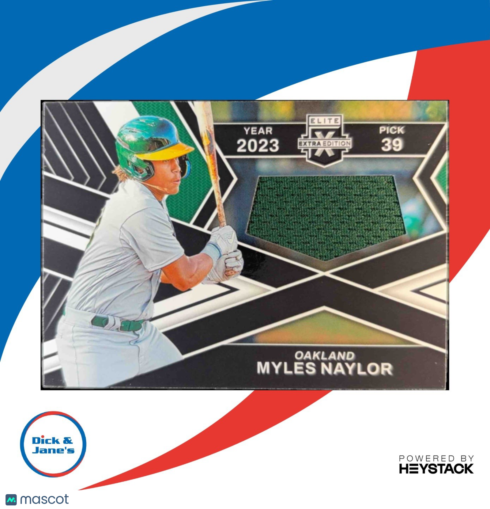 2023 Panini Elite Extra Edition Myles Naylor First Round Materials Oakland A's