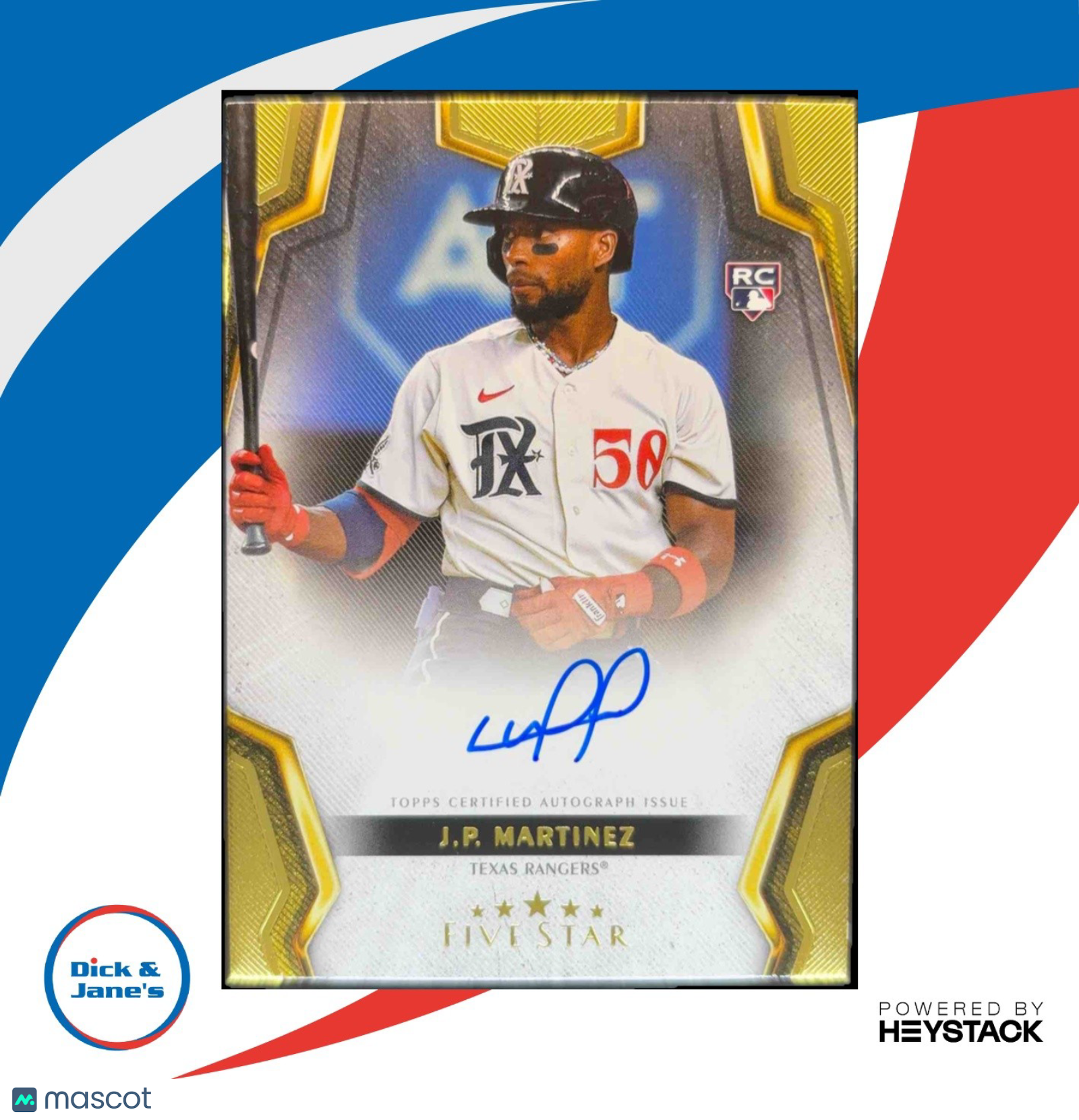 2024 Topps Five Star J.P. Martinez #FSA-JMA RC Auto Texas Rangers