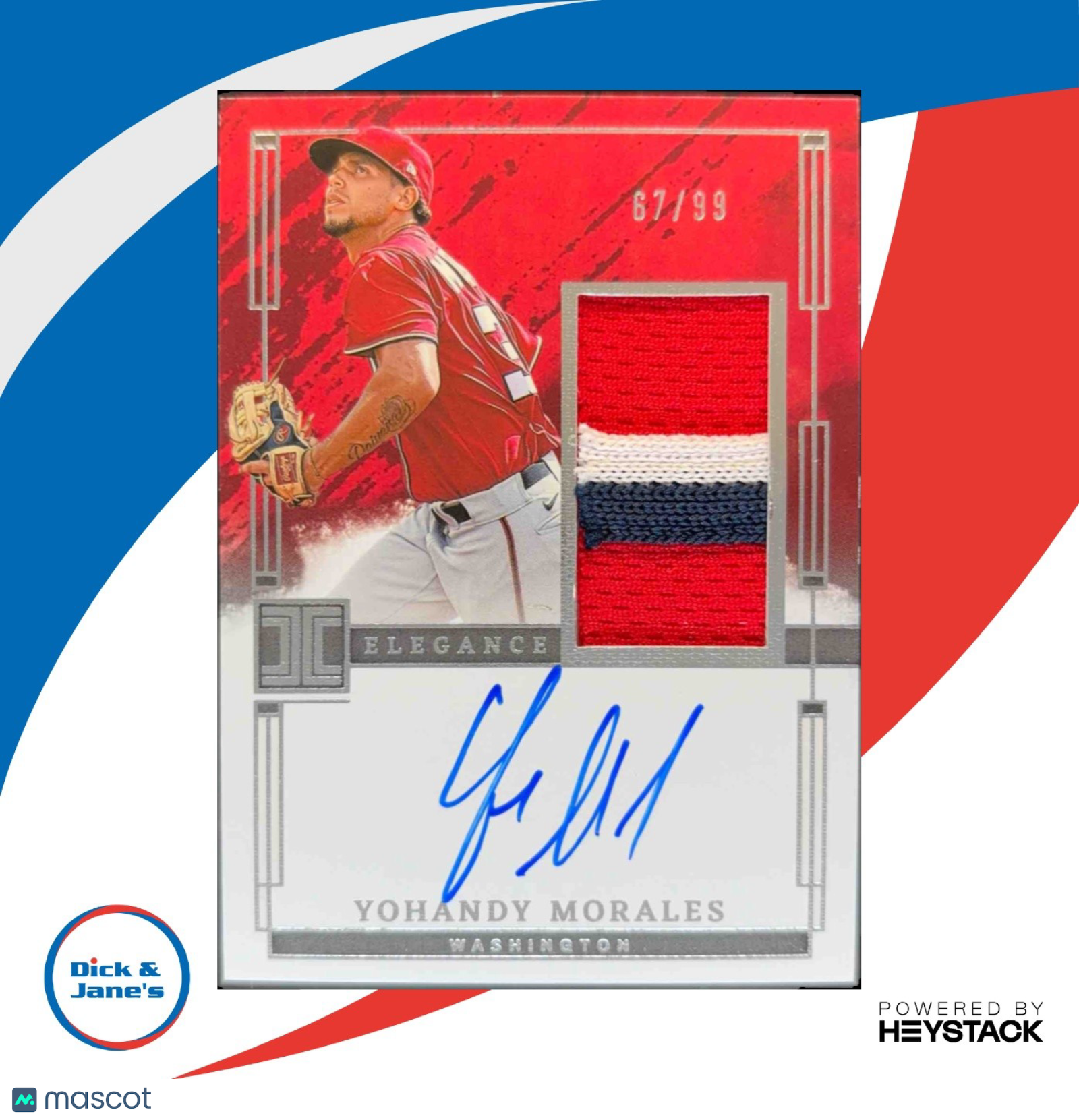 2024 Panini Impeccable Yohandy Morales Elegance Prospect Jersey Auto 67/99 Nats