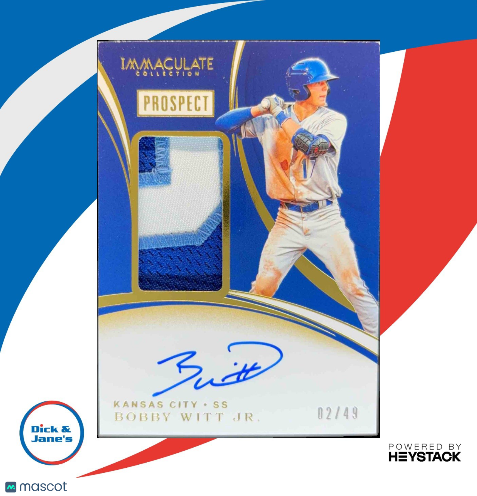 2020 Panini Immaculate Collection Bobby Witt Jr Prospect Patch Auto 02/49 Royals
