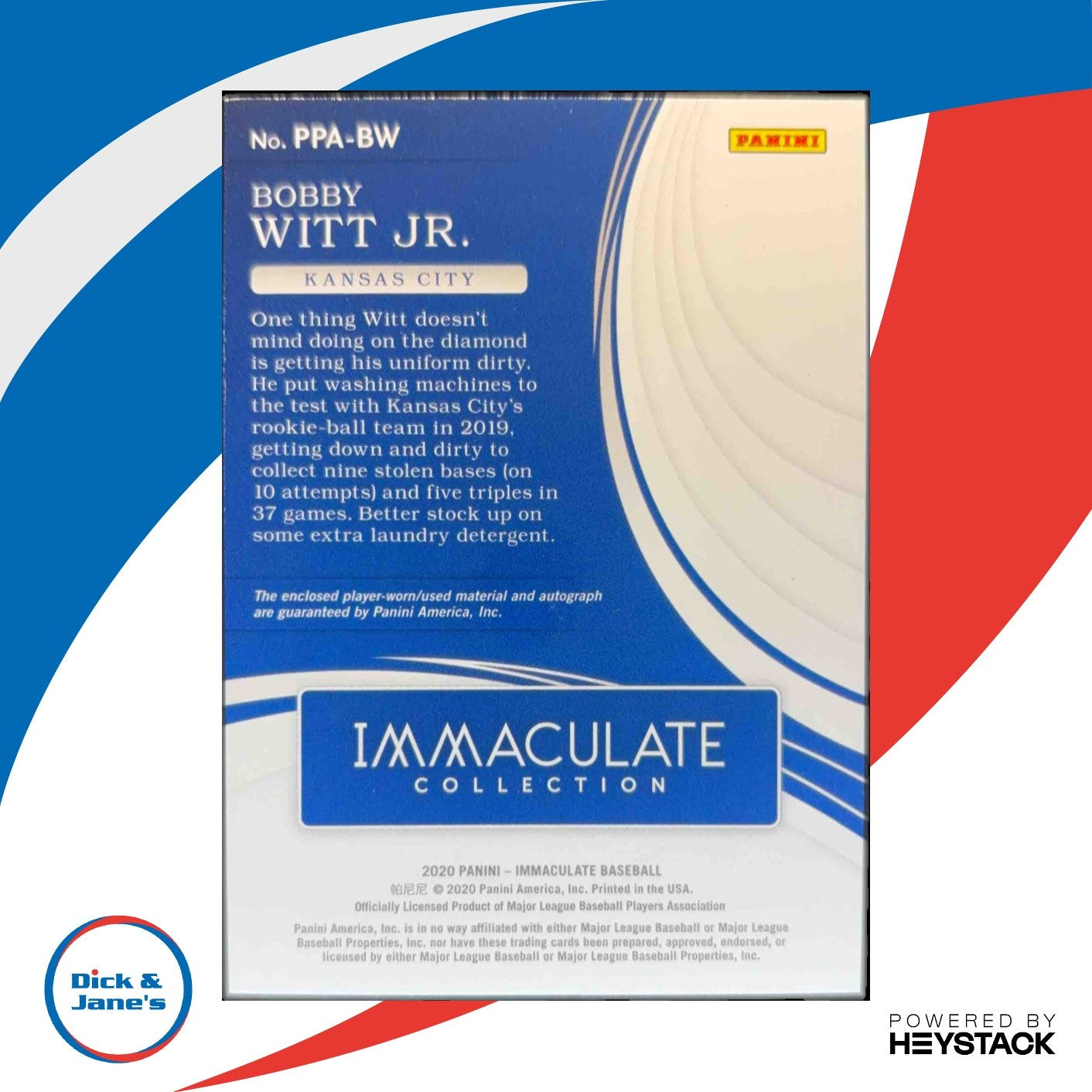2020 Panini Immaculate Collection Bobby Witt Jr Prospect Patch Auto 02/49 Royals