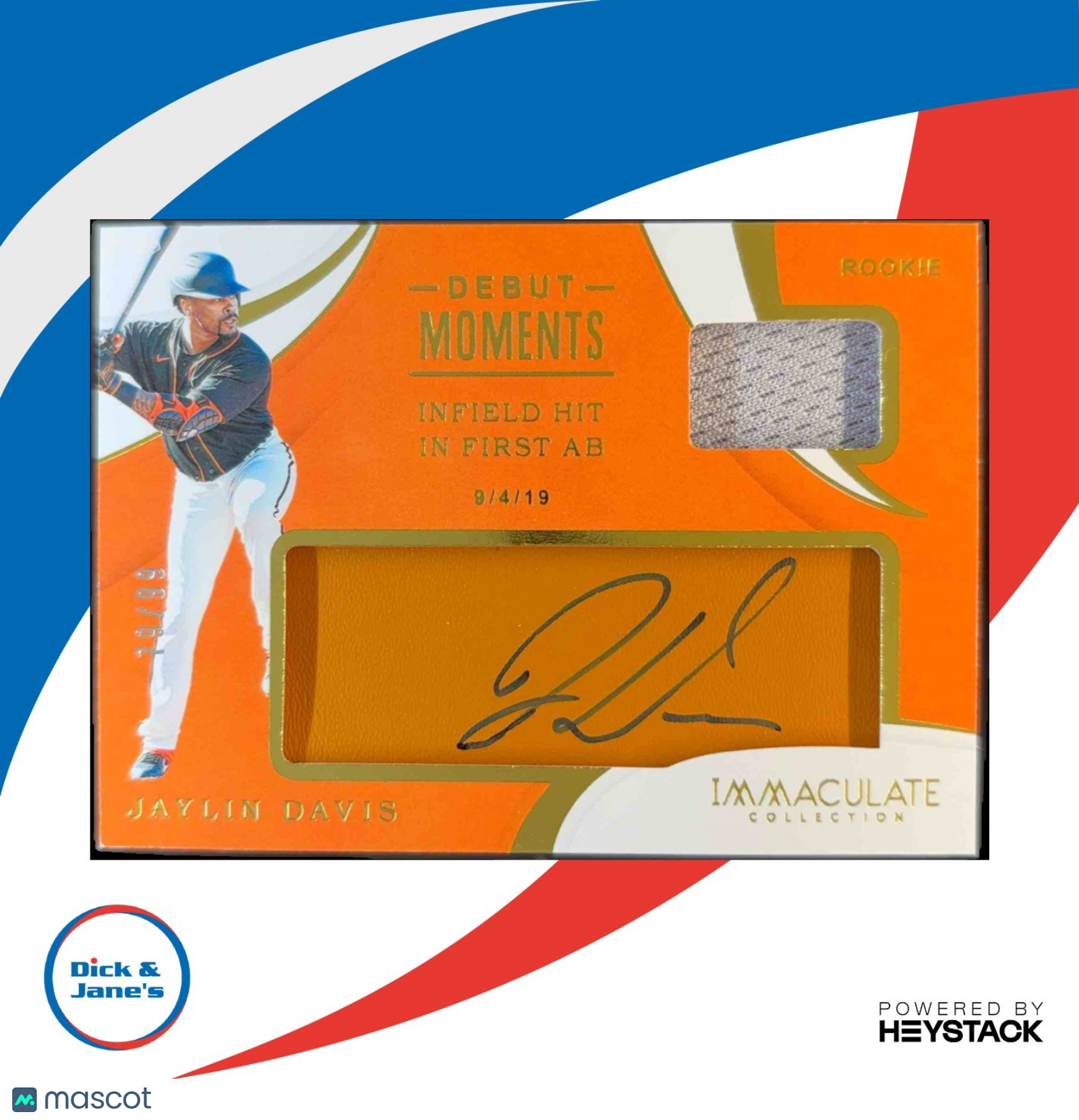 2020 Panini Immaculate Collection Jaylin Davis Debut Moments Leather Tan/99 Auto