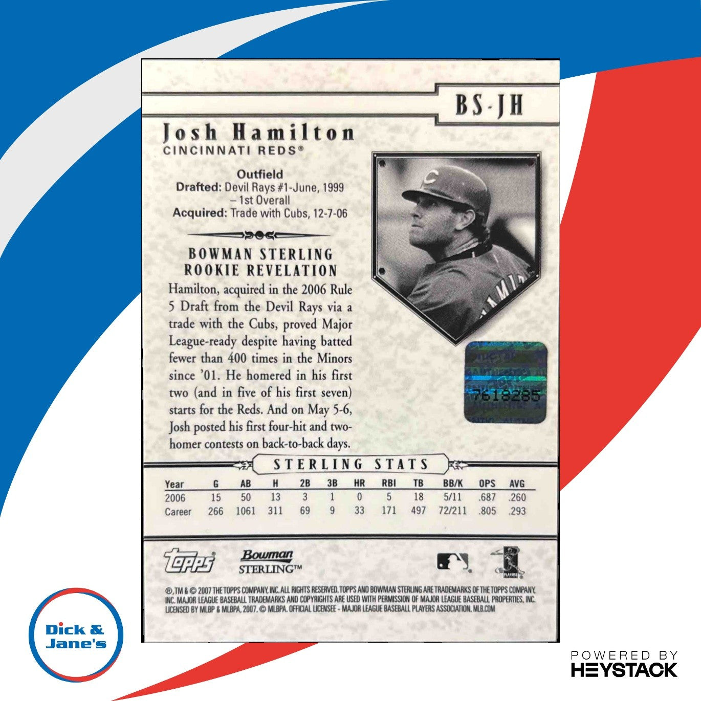 2007 Bowman Sterling Mark Hamilton Prospects #BSP-MH St. Louis Cardinals