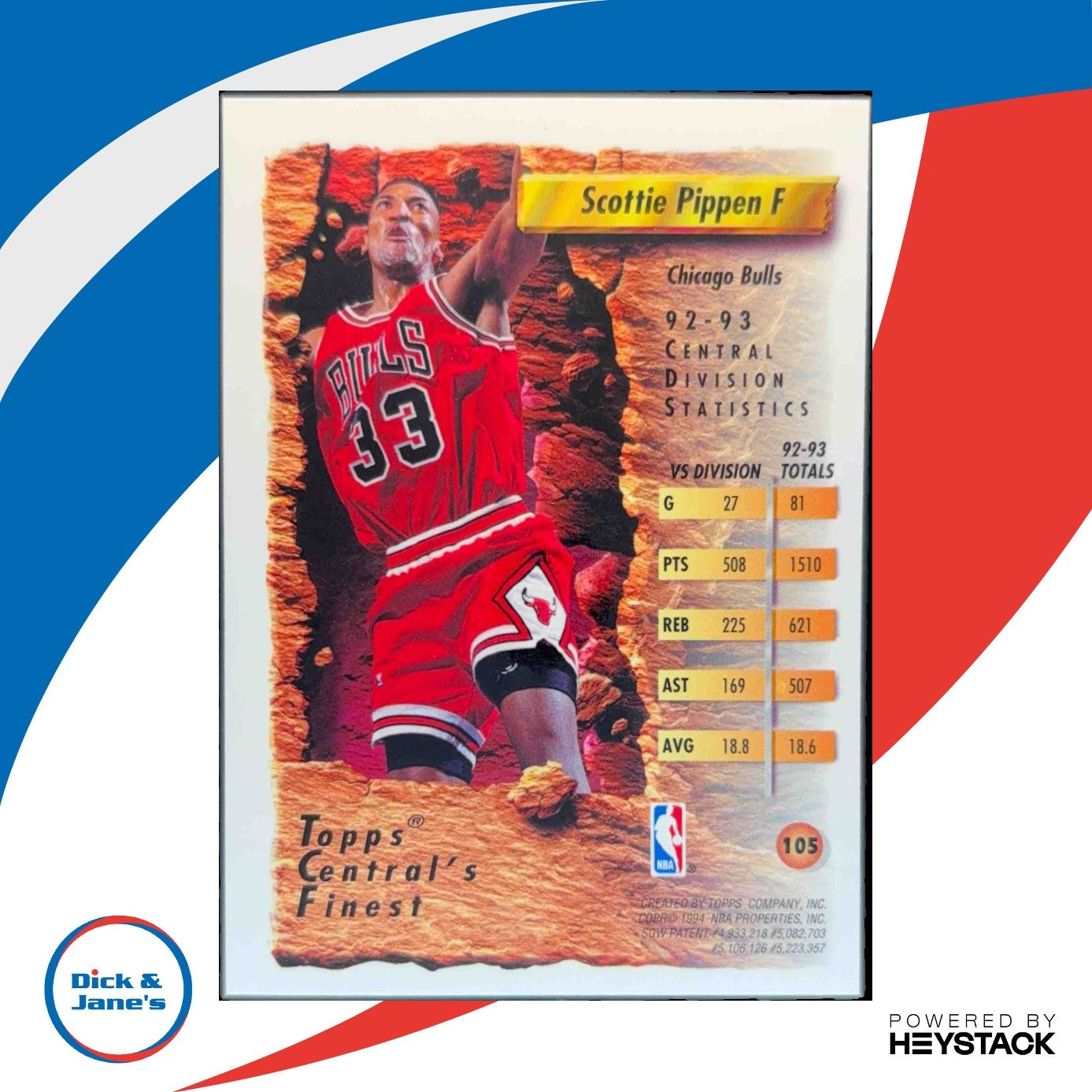 1993-94 Topps Finest Scottie Pippen #105 Chicago Bulls