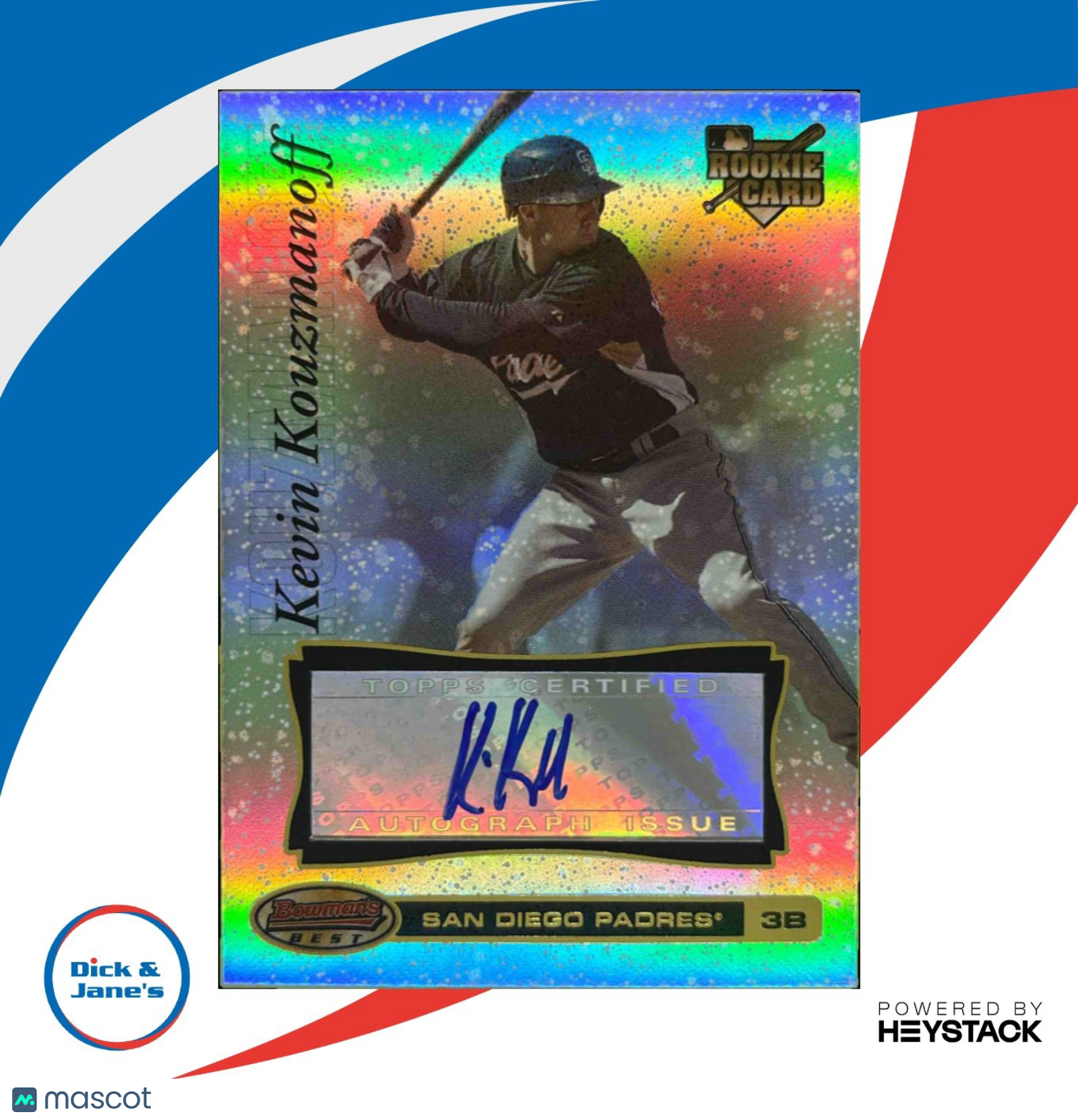 2007 Bowman 's Best Kevin Kouzmanoff #82 Auto RC San Diego Padres