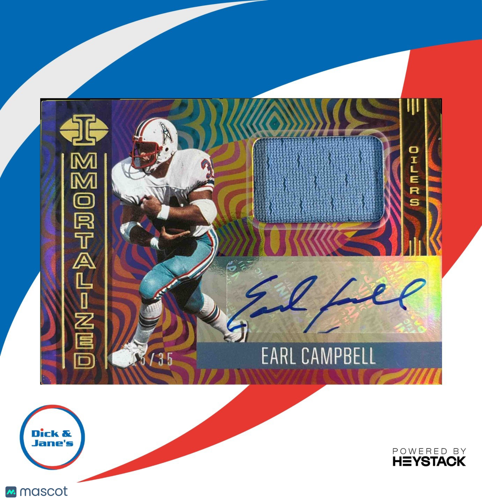 2021 Panini Illusions Earl Campbell Immortalized Jersey Auto 25/35 #IJ-EC