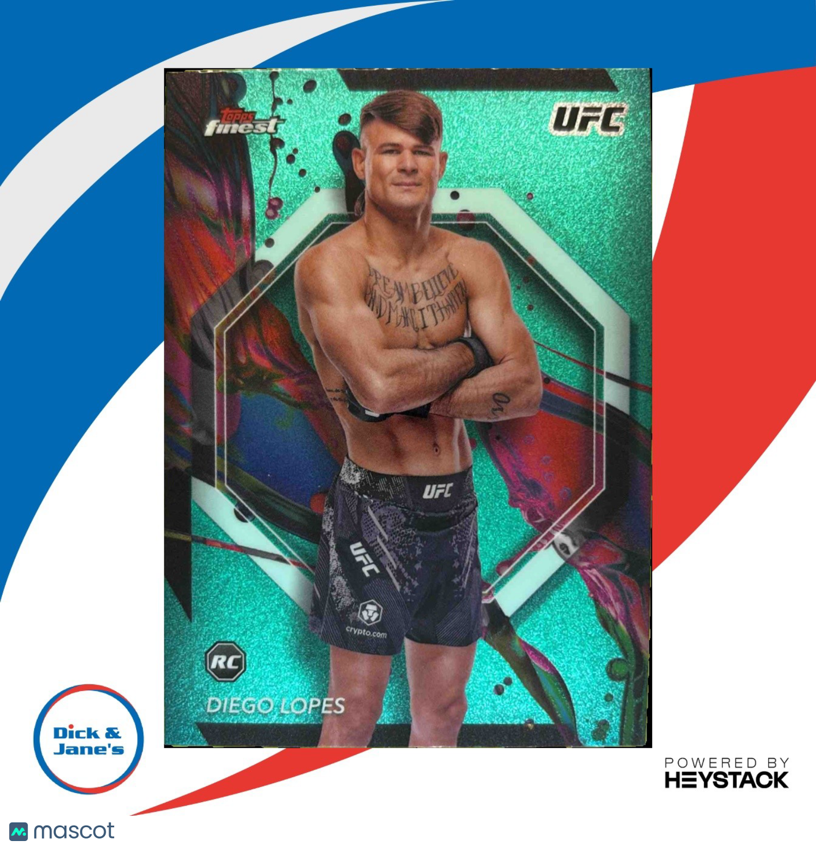 2024 Topps Finest UFC Diego Lopes Aqua Glitter Refractor #42 Common RC