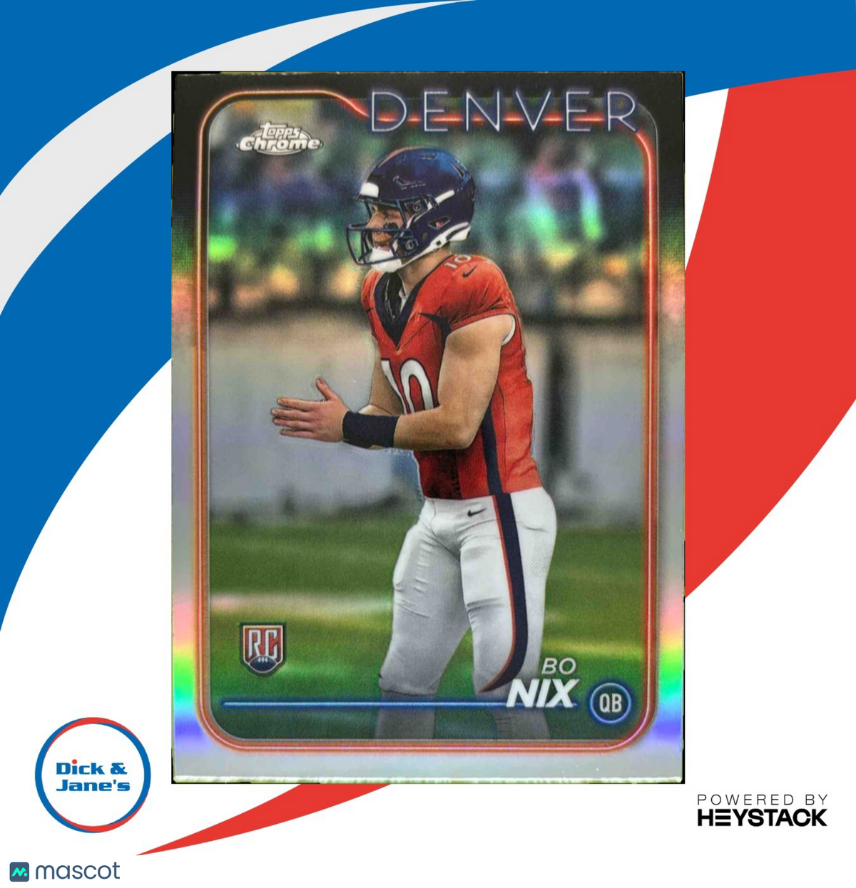 2024 Topps Chrome Bo Nix Refractor #206 RC Denver Broncos Rookie Card