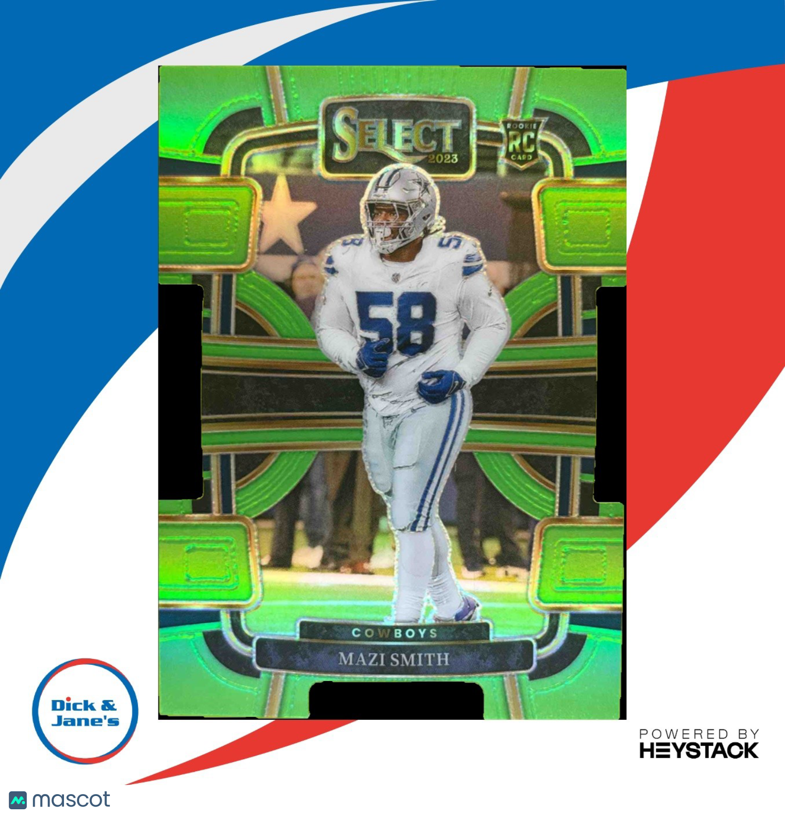 2023 Select Mazi Smith Neon Green Prizms Die Cut 314/599 RC Concourse Cowboys