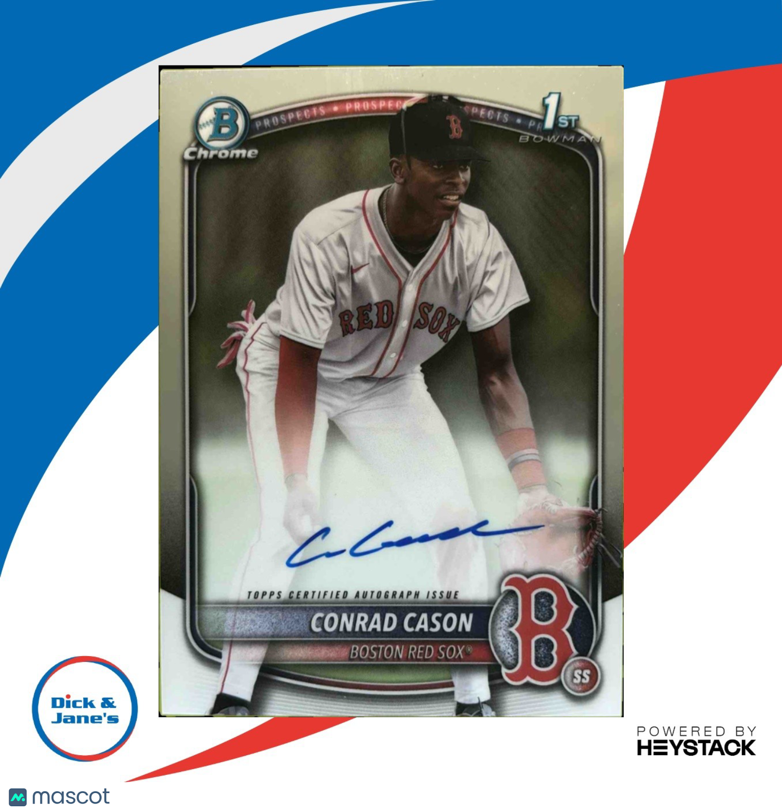 2025 Bowman Conrad Cason Chrome Auto #CPA-CCN 1st Prospect Boston Red Sox