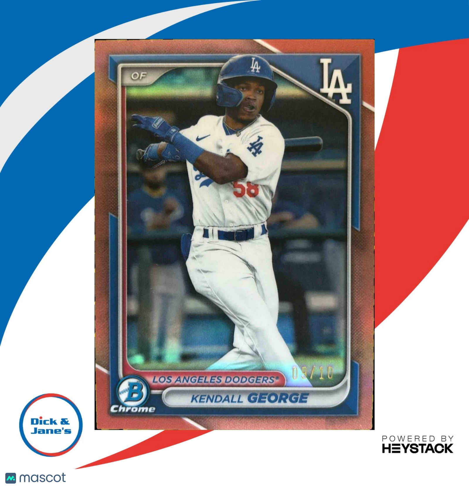 2024 Bowman Kendall George Chrome Prospects Rose Gold Refractor 9/10 LA Dodgers