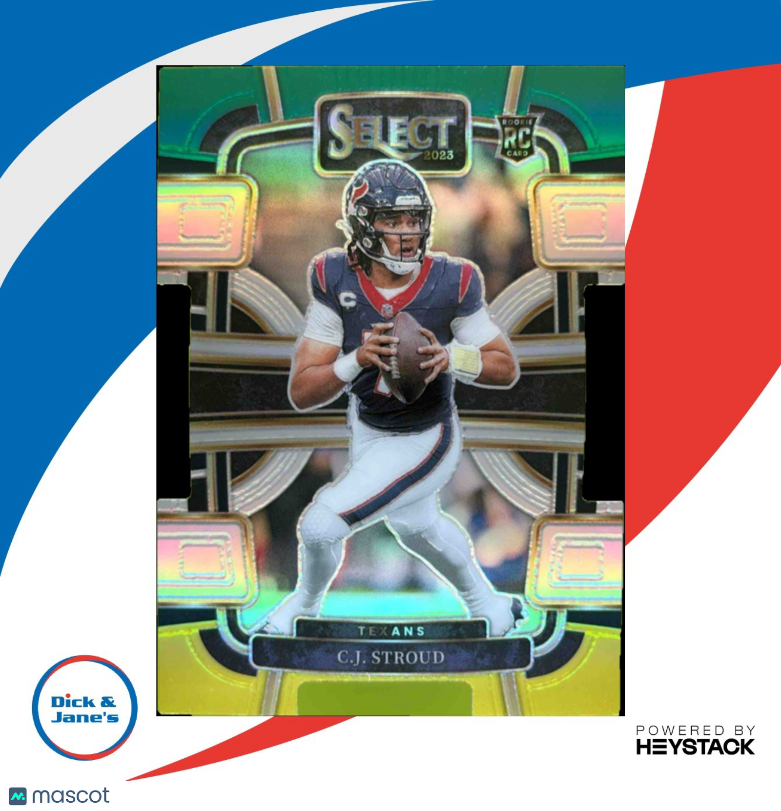 2023 Select C.J. Stroud Green and Yellow Prizms Die Cut #41 RC Concourse Texans