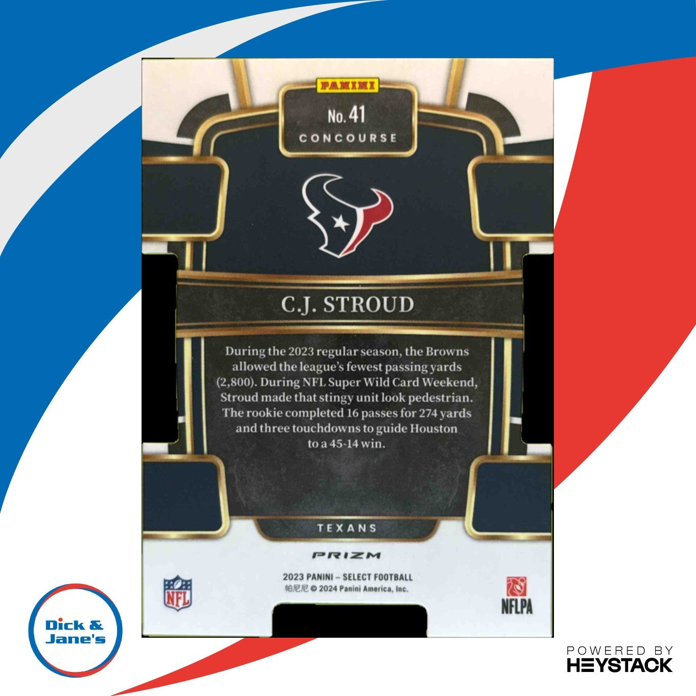 2023 Select C.J. Stroud Green and Yellow Prizms Die Cut #41 RC Concourse Texans