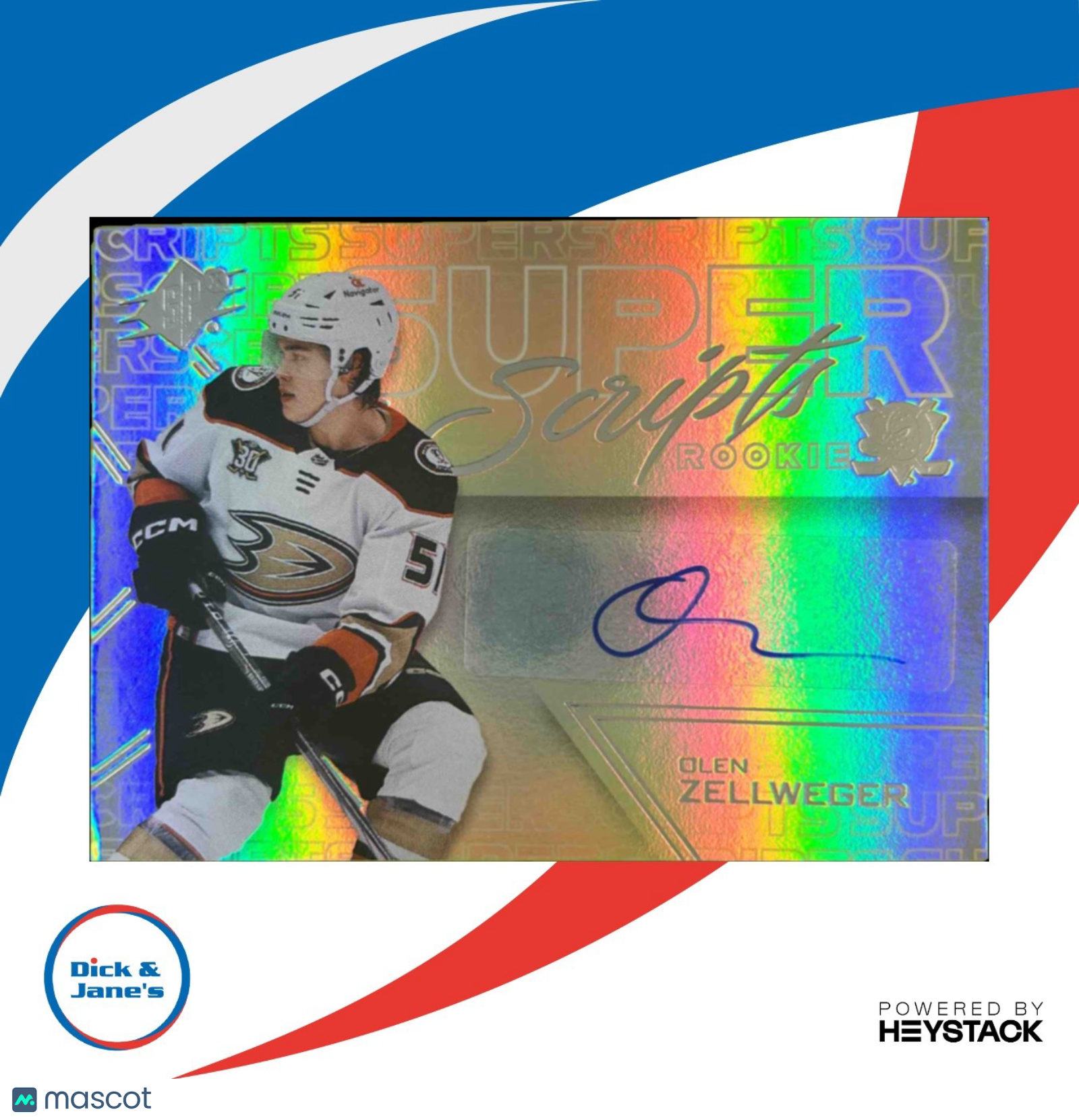 2024-25 Upper Deck SPx Olen Zellweger SuperScripts Rookies Gold 67/99 Auto Ducks