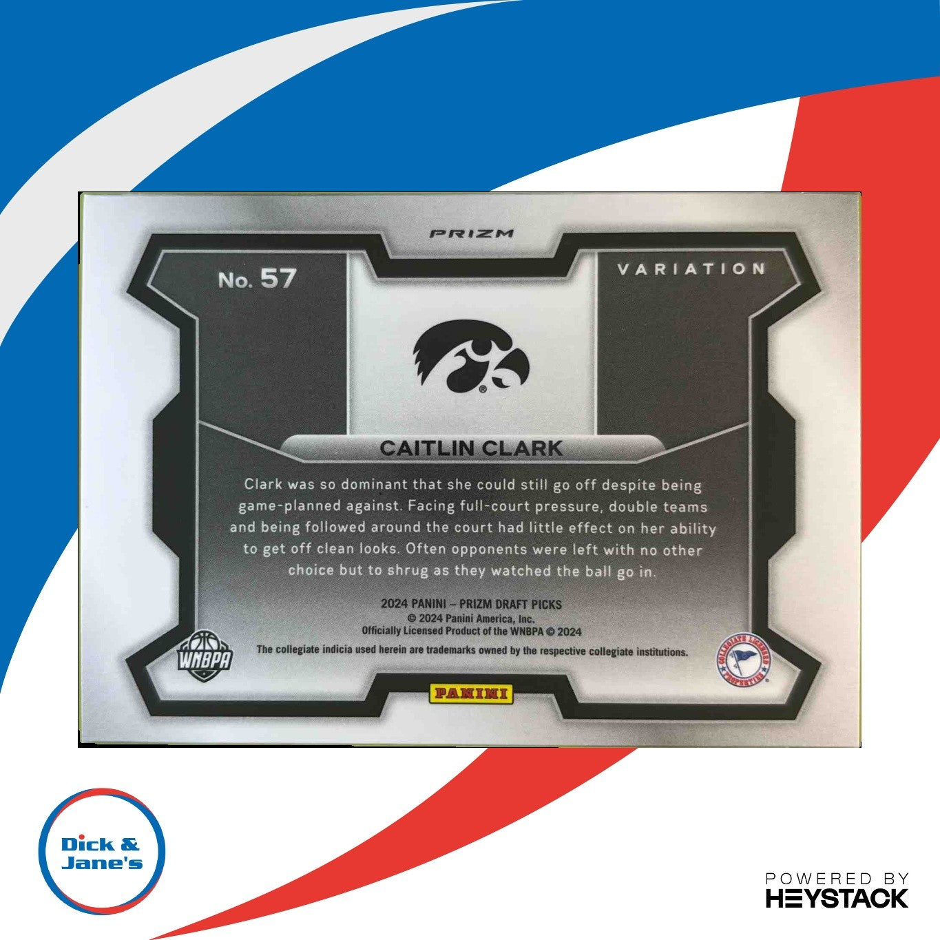 2024 Panini Prizm Draft Picks Collegiate Caitlin Clark Green #57b RC VAR