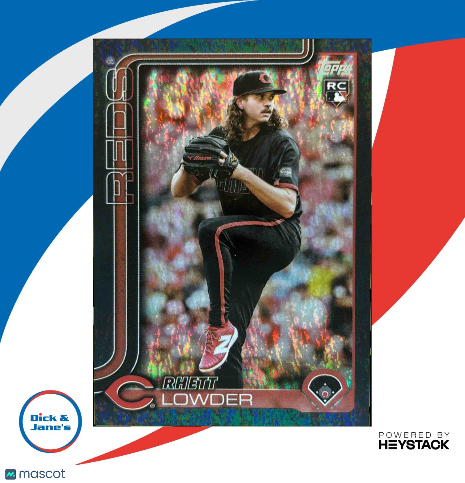 2025 Topps Rhett Lowder Black Rainbow Foilboard 2/10 #205 RC Cincinnati Reds