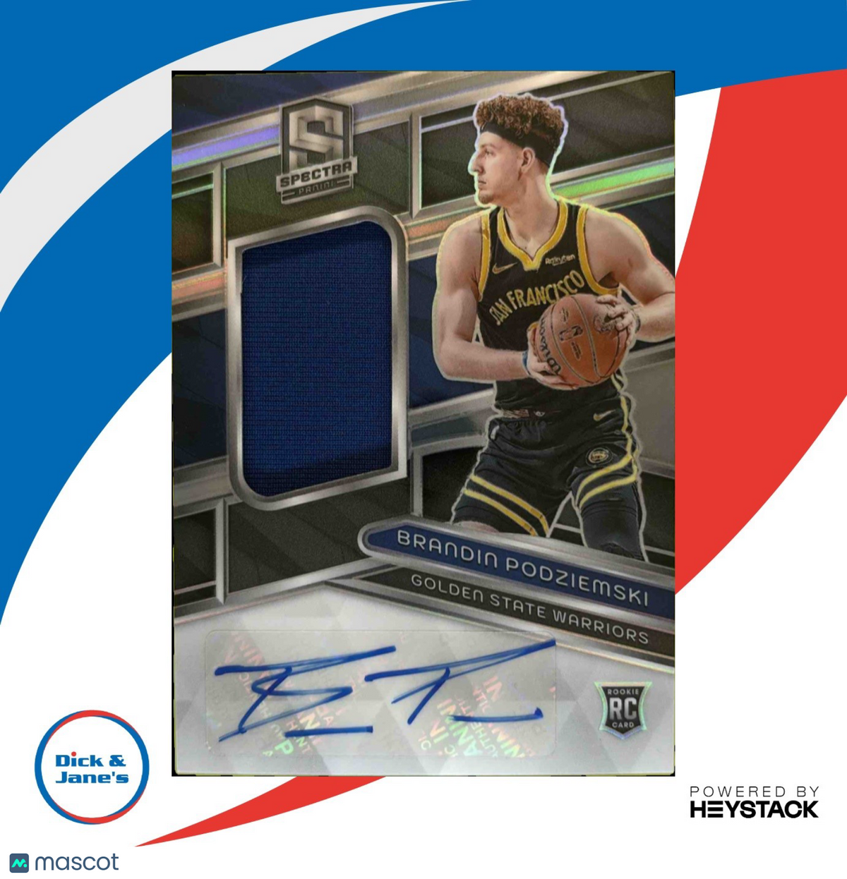 2023-24 Panini Spectra Brandin Podziemski /199 Auto RC Golden State Warriors