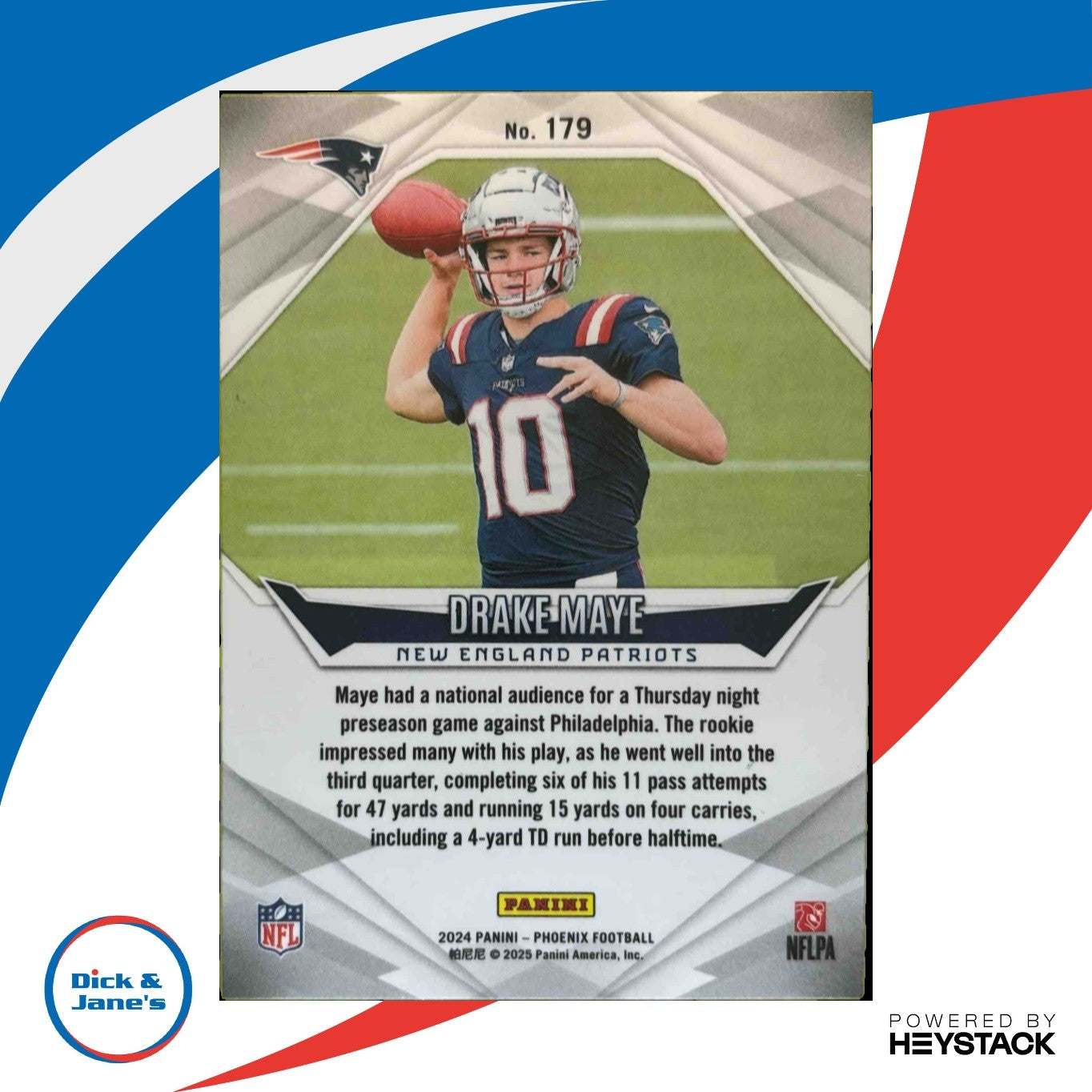 2024 Panini Phoenix Drake Maye Purple #179 RC New England Rookie QB