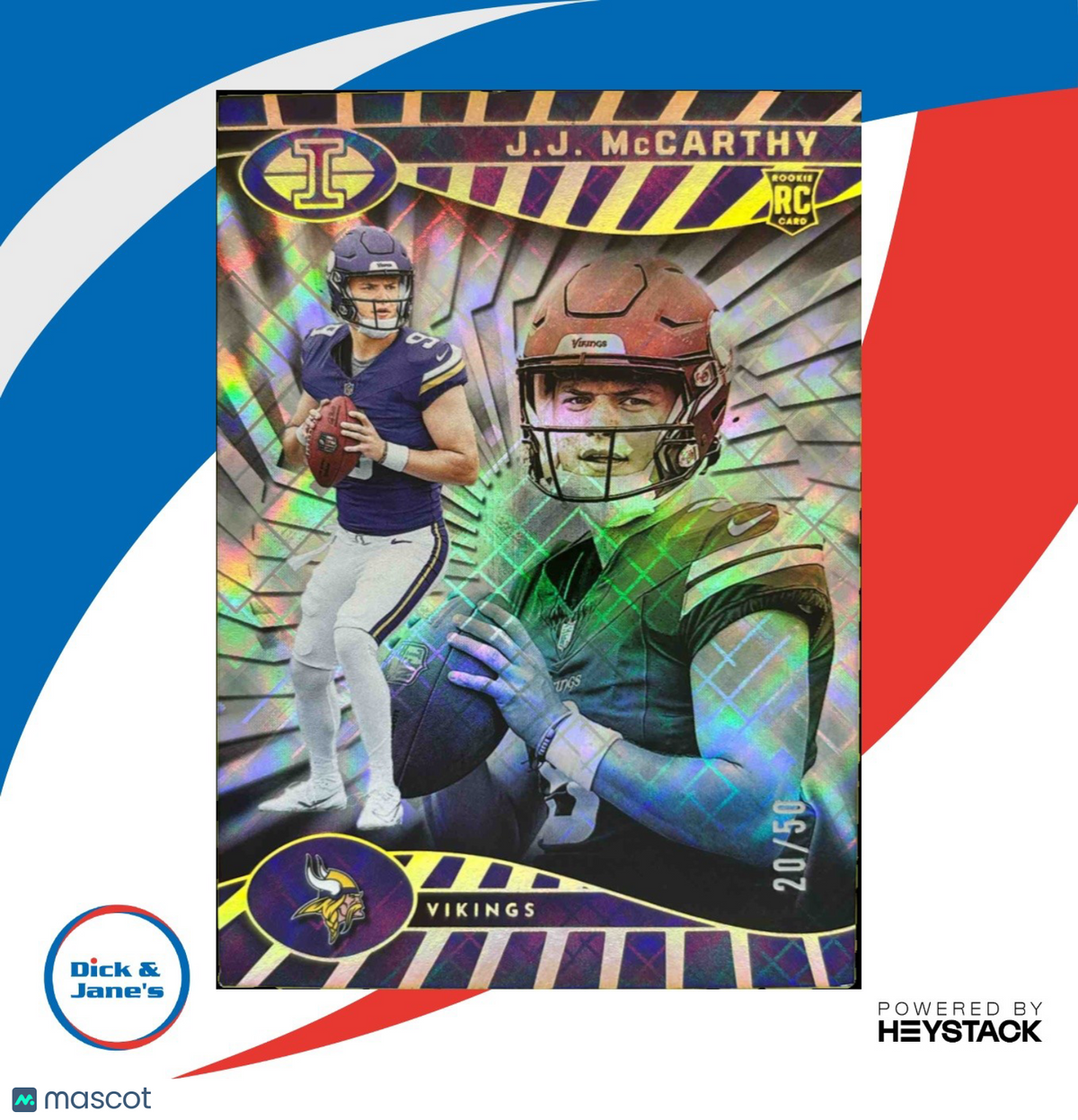 2024 Illusions J.J. McCarthy Diamond Trophy Collection 20/50 #100 Vikings Rookie