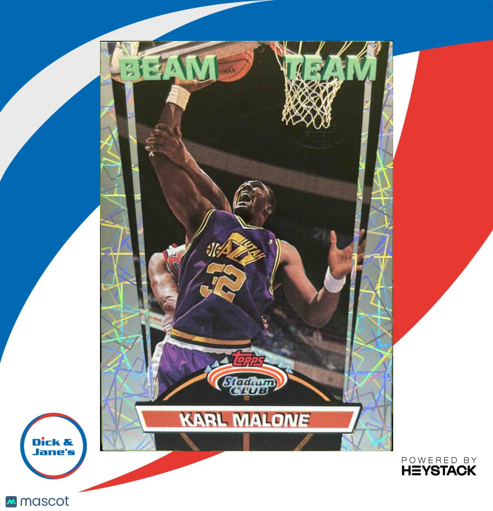 1992-93 Topps 93 Stadium Club Karl Malone Beam Team #17 Utah Jazz INV836338