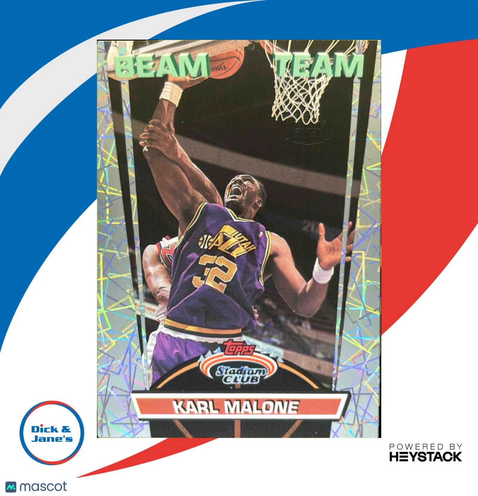 1992-93 Topps 93 Stadium Club Karl Malone Beam Team #17 Utah Jazz INV836317