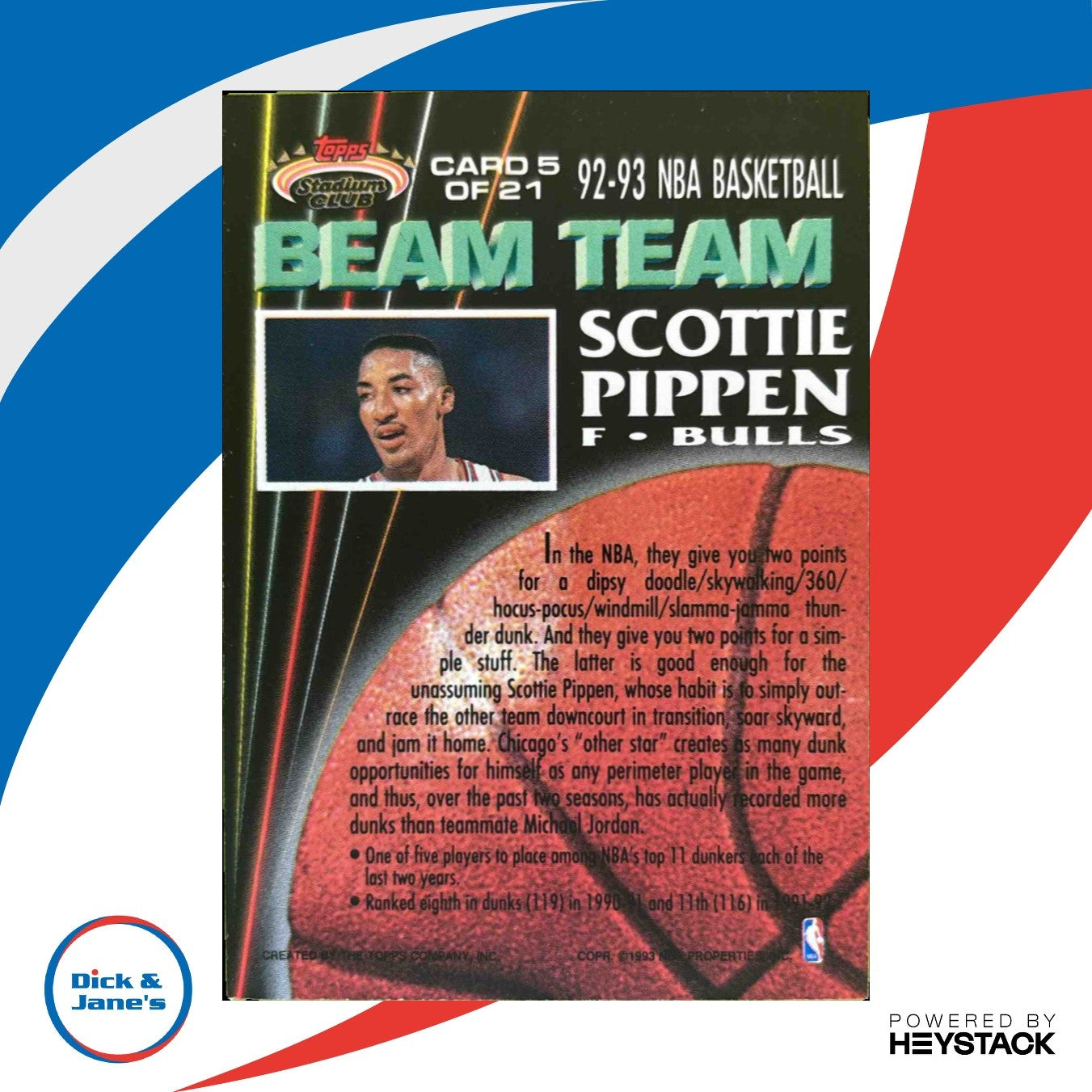 1992-93 Topps 93 Stadium Club Scottie Pippen Beam Team #5 Chicago Bulls