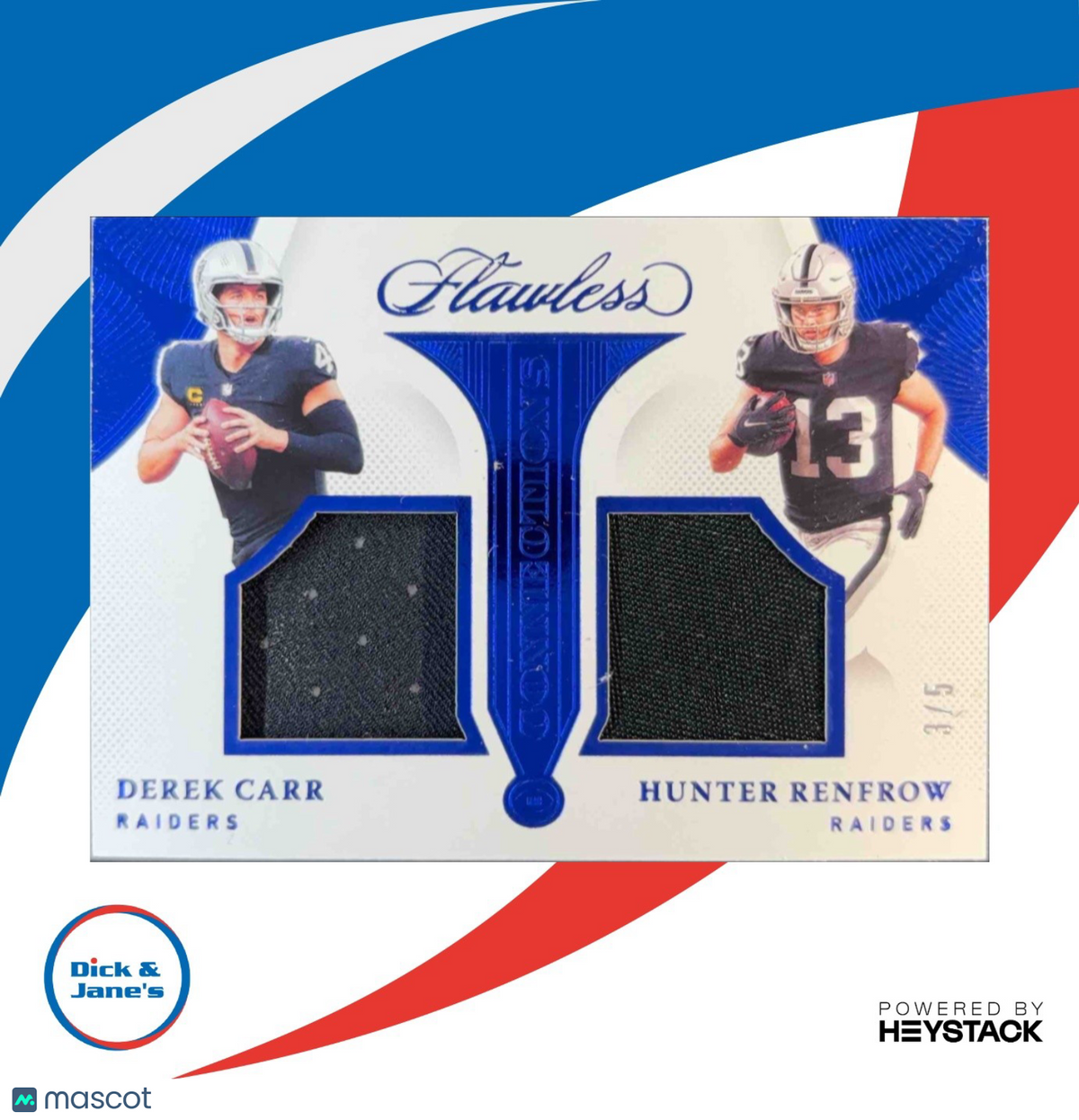 2021 Flawless Derek Carr Hunter Renfrow Connections Sapphire 3/5 MEM Raiders