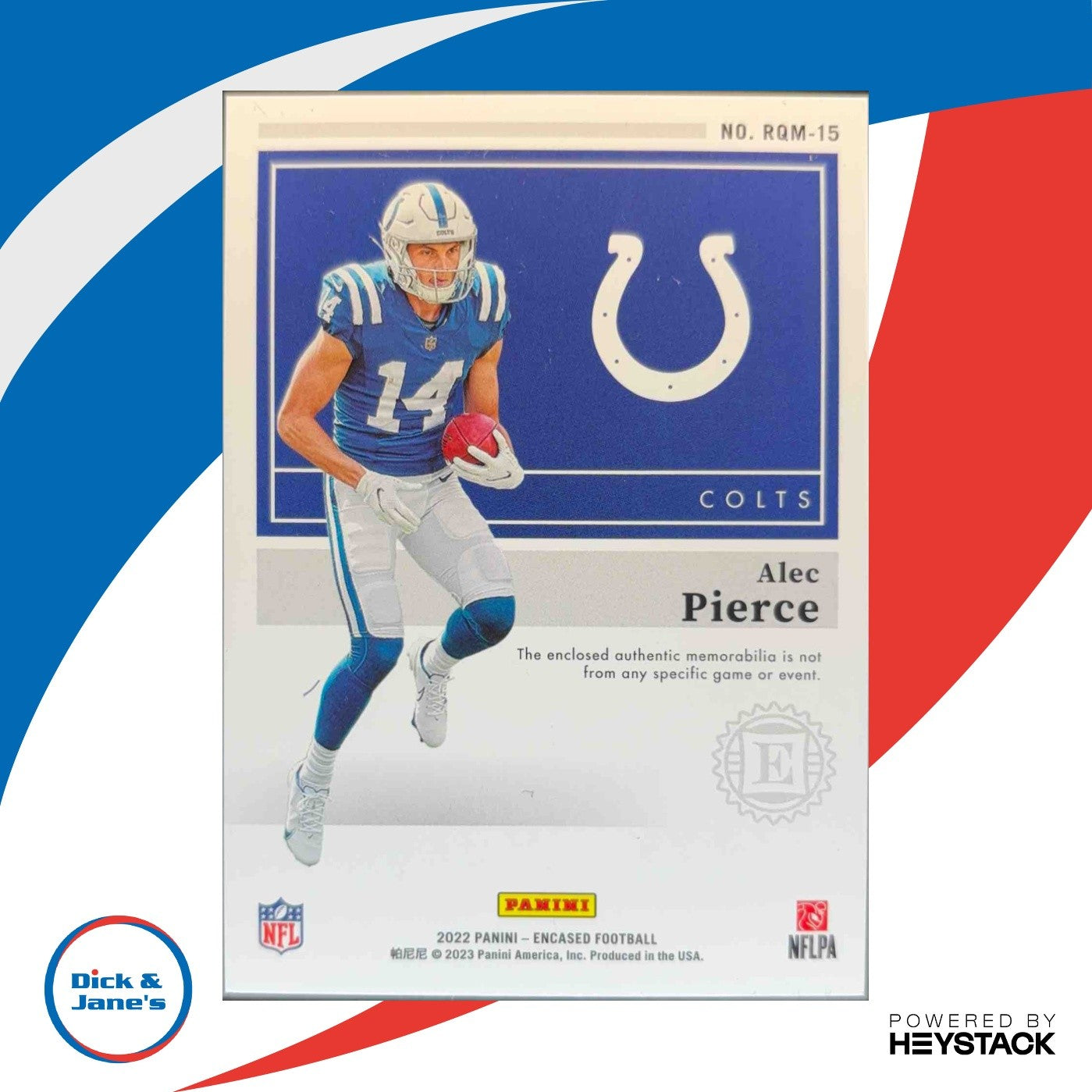 2022 Encased Alec Pierce Rookie Quad Memorabilia Gold 13/25 Indianapolis Colts