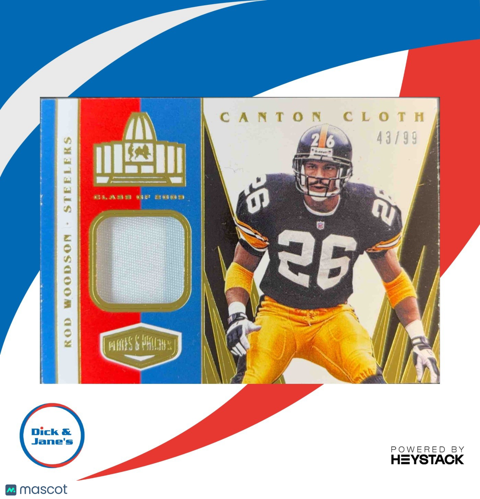 2020 Panini Plates & Patches Rod Woodson Canton Cloth /99 Pittsburgh Steelers