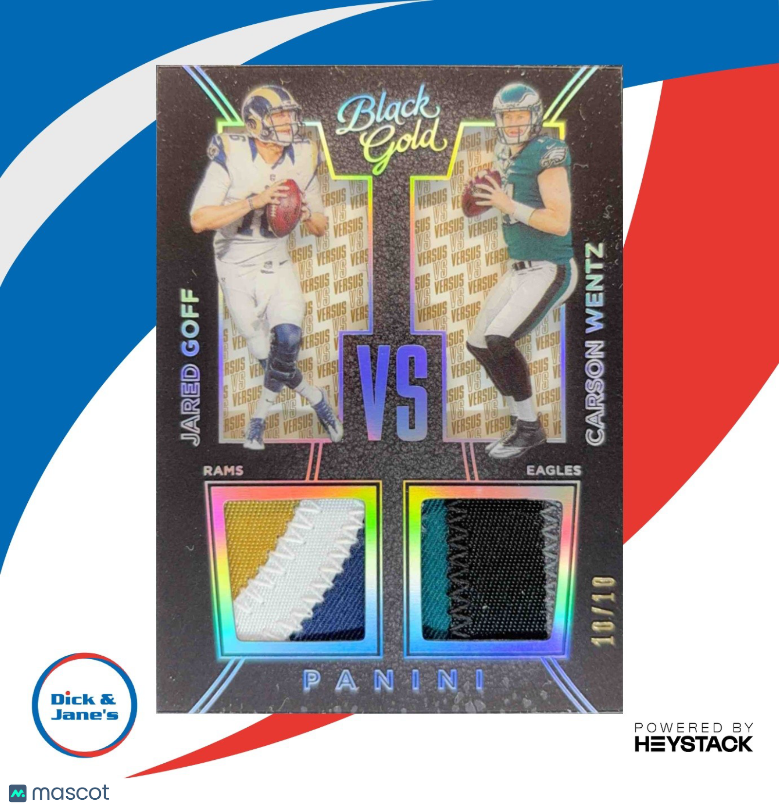 2016 Black Gold Carson Wentz / Jared Goff VS White Prime #d 10/10 Rams Eagles