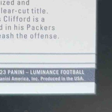 2023 Panini Luminance Sean Clifford Black 8/75 #138 RC Green Bay Packers