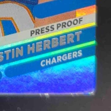 2021 Donruss Justin Herbert Press Proof Silver Die Cut 33/75 #70b Chargers
