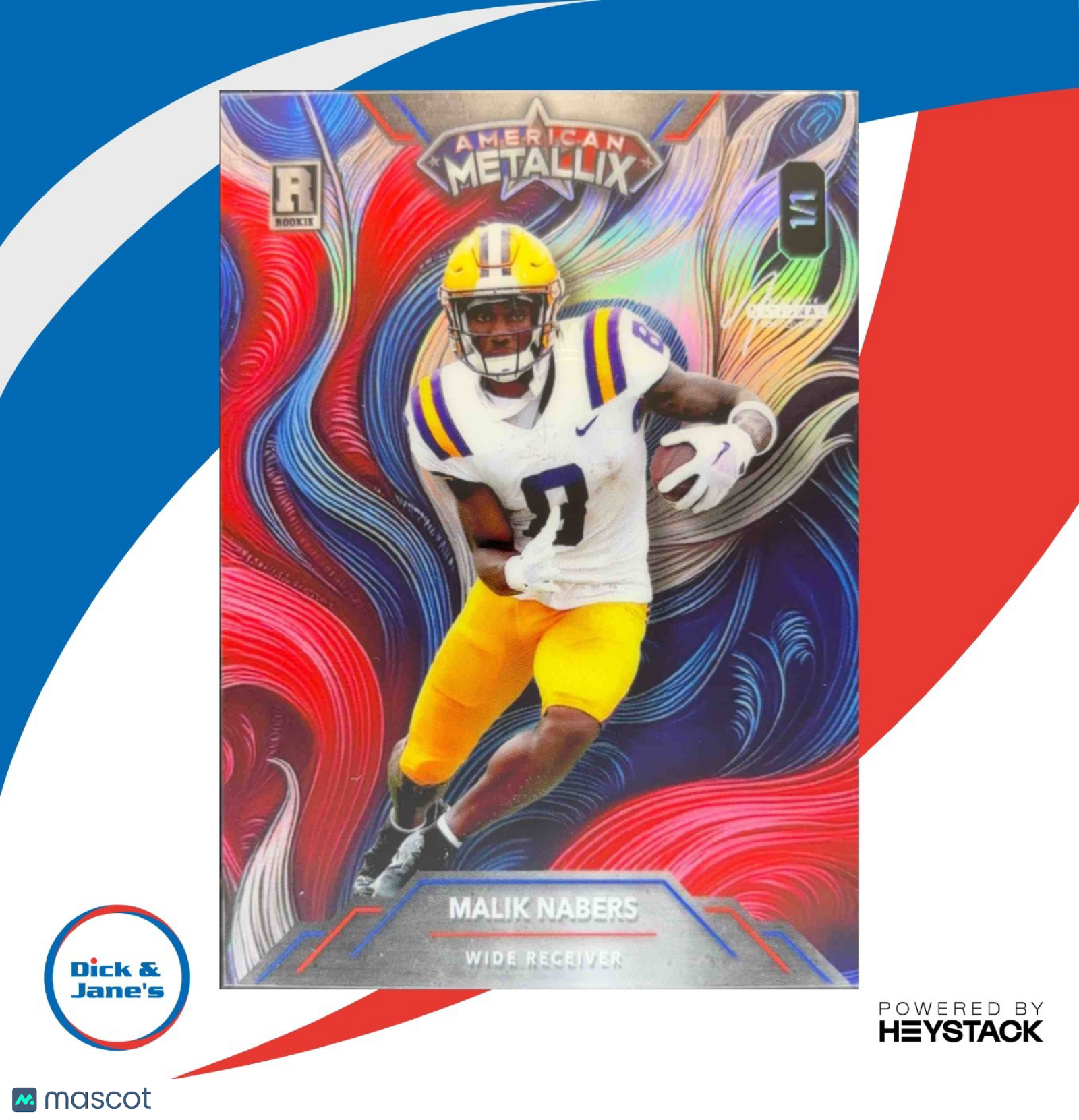 2023 Wild Card American Metallix Pro-Look Malik Nabers Red White Blue 1/1 WMP-MN