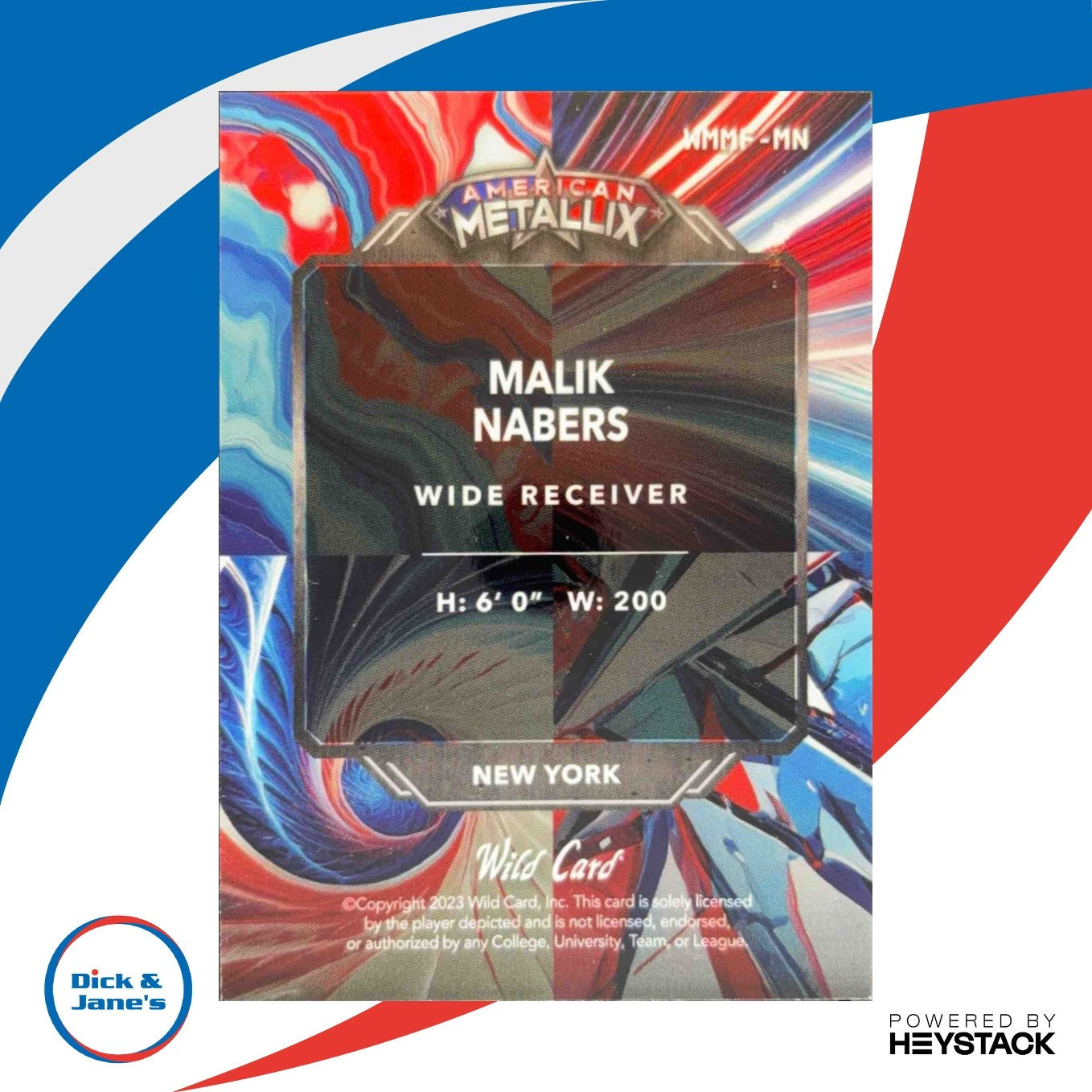 2023 Wild Card American Metallix Pro-Look Malik Nabers Red White Blue 1/1 WMP-MN