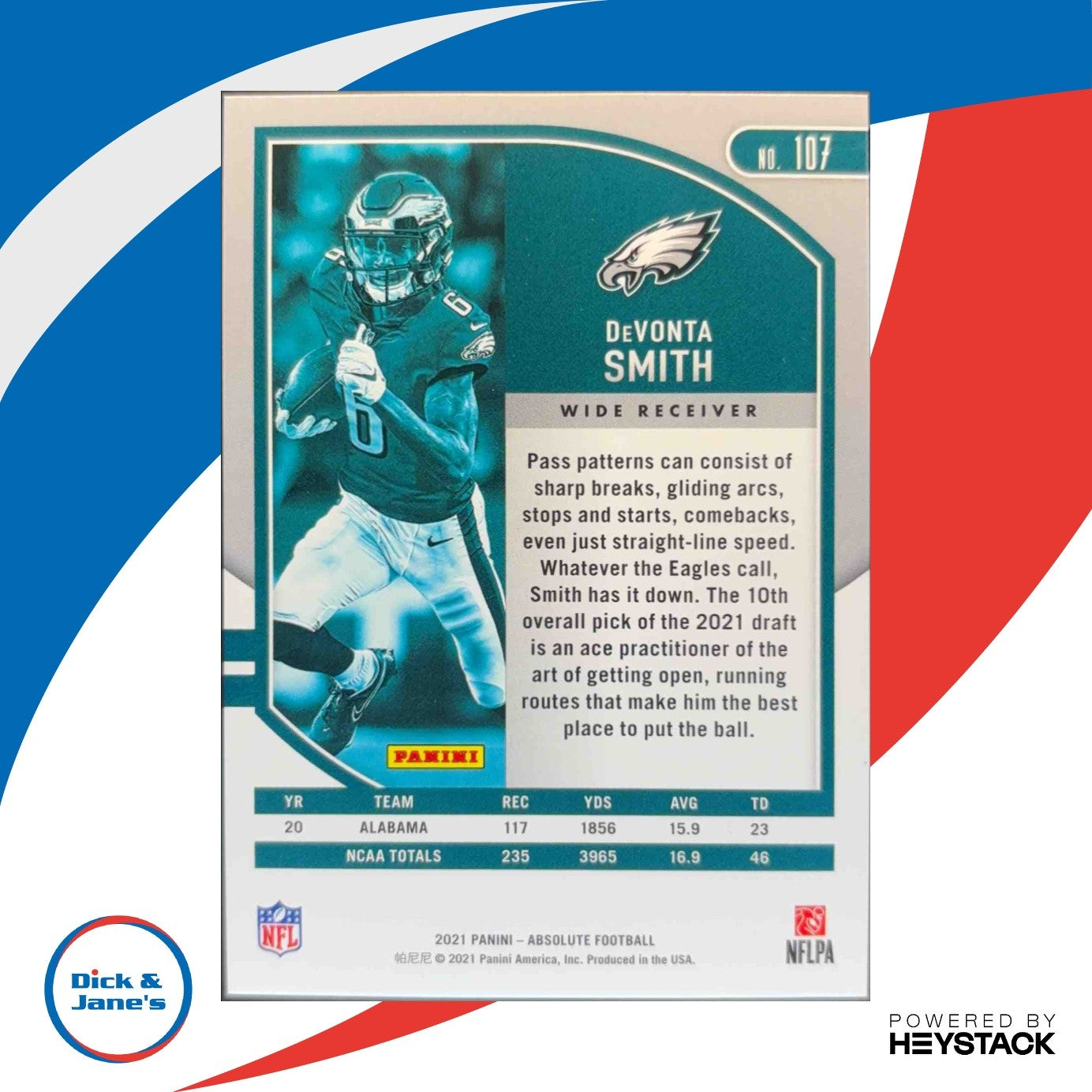 2021 Panini Absolute DeVonta Smith Spectrum Gold 4/10 107 RC Philadelphia Eagles