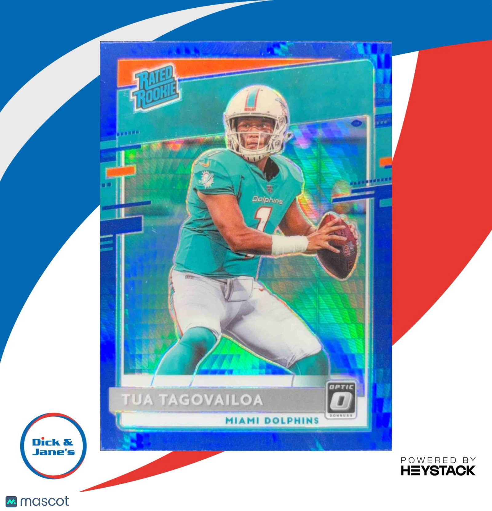 2020 Panini Donruss Optic Tua Tagovailoa Blue Hyper Prizm #152 RC Miami Dolphins