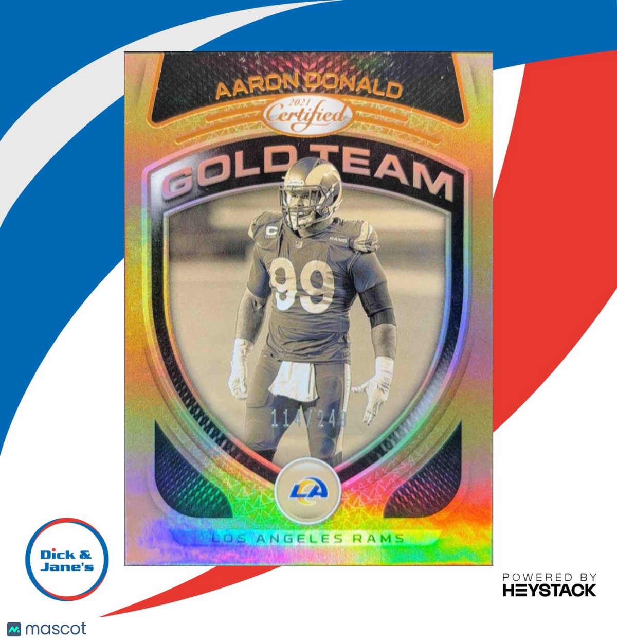 2021 Panini Certified Aaron Donald Gold Team Mirror Bronze /249 Los Angeles Rams