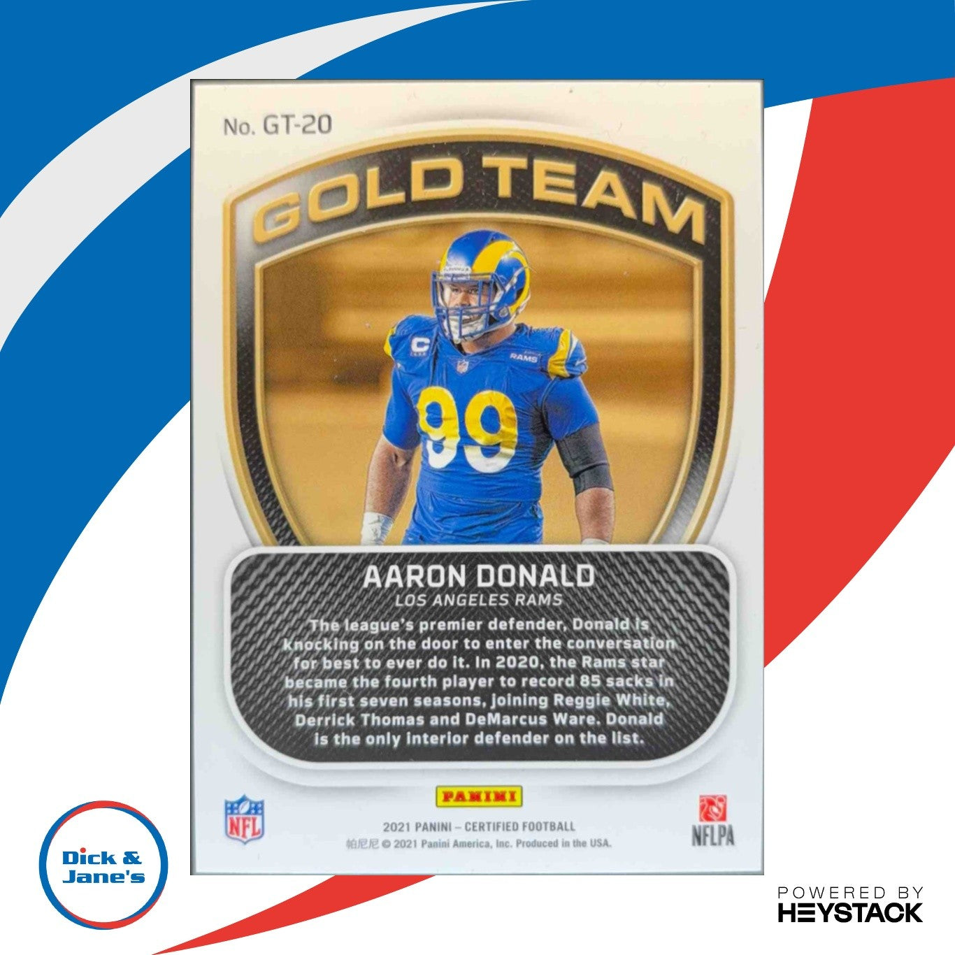 2021 Panini Certified Aaron Donald Gold Team Mirror Bronze /249 Los Angeles Rams