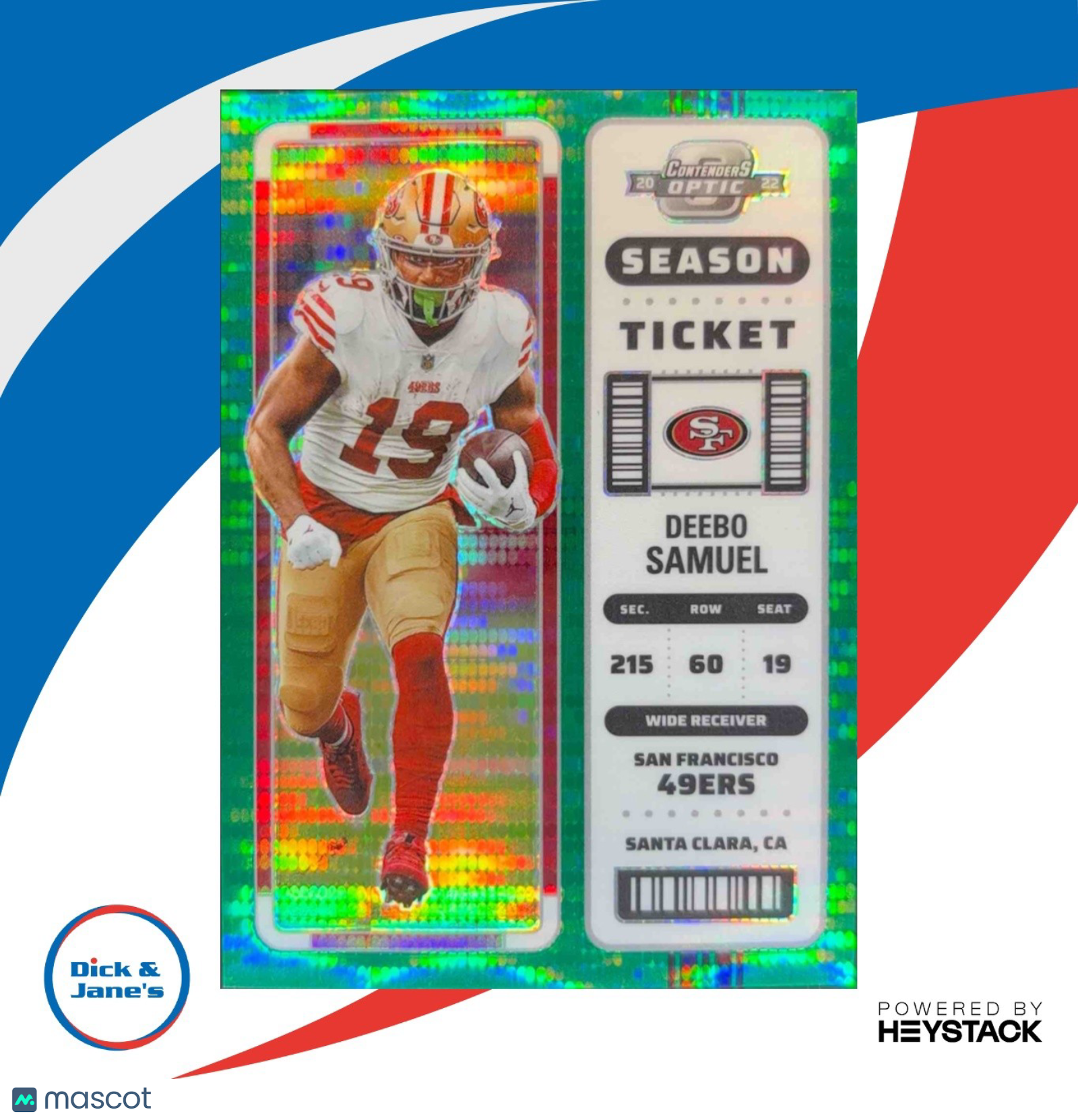 2022 Contenders Optic Deebo Samuel Green Pulsar 10/30 #48 Season Ticket 49ers
